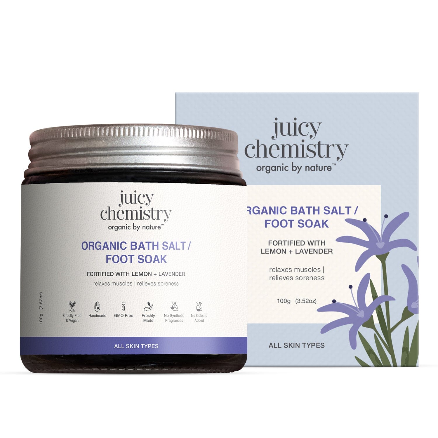 Organic Bath Salt/Foot Soak Fortified with Lemon + Lavender