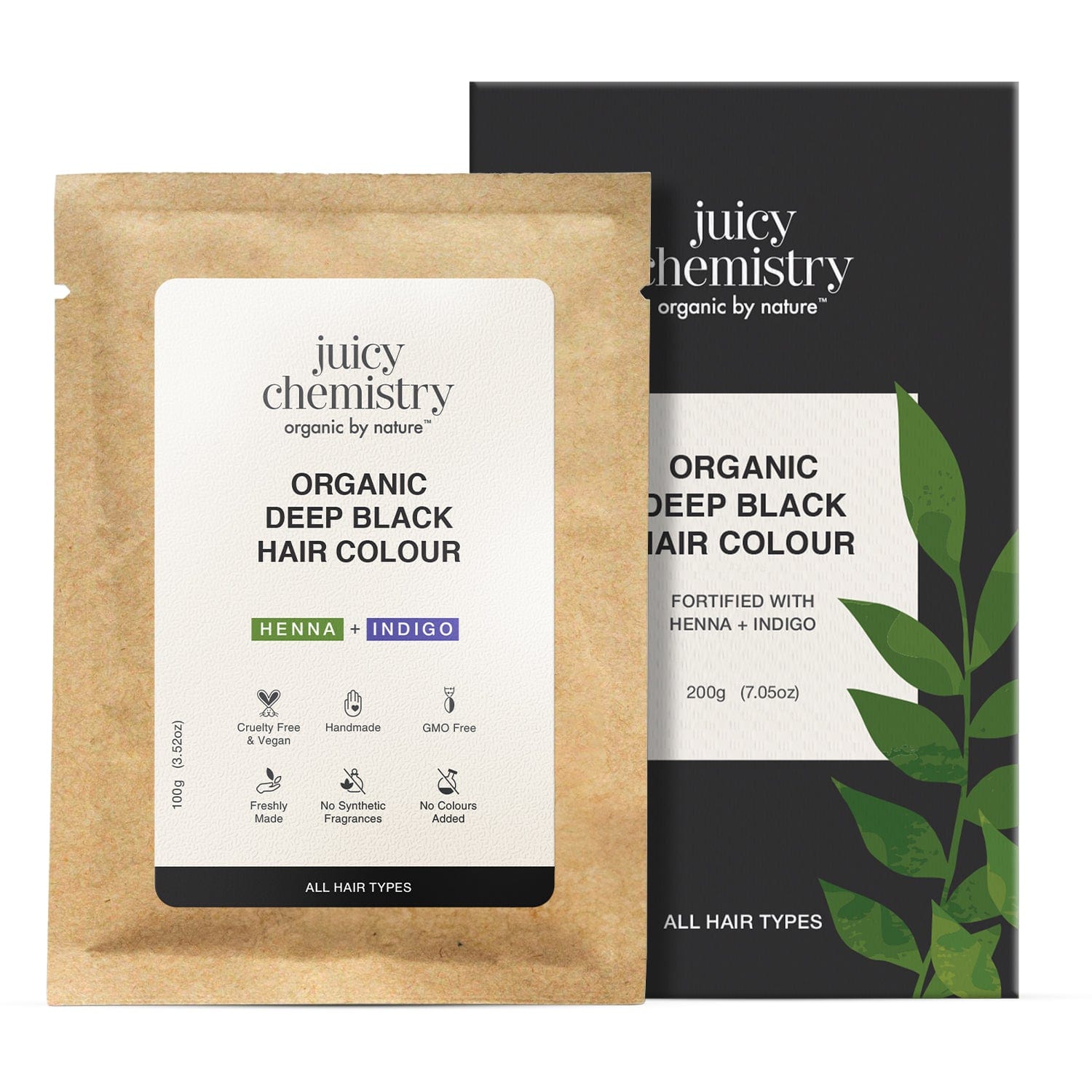 Organic Deep Black Hair Colour Fortified with Henna + Amla