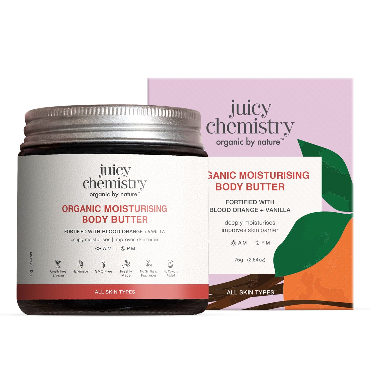 Organic Moisturising Body Butter Fortified with Blood Orange + Vanilla