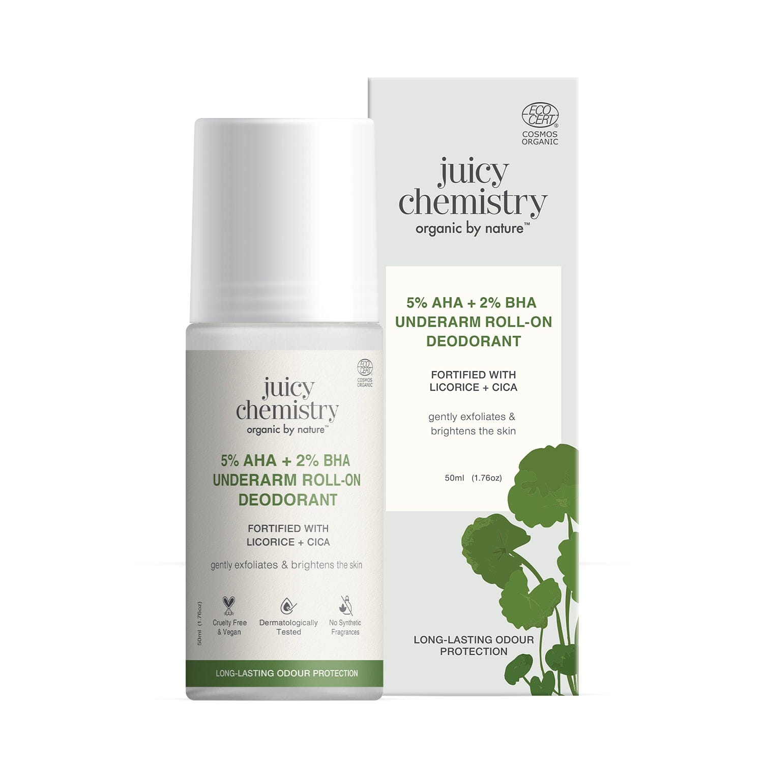 5% AHA + 2% BHA Underarm Roll-on Deodorant Fortified with Vanilla + Witch Hazel