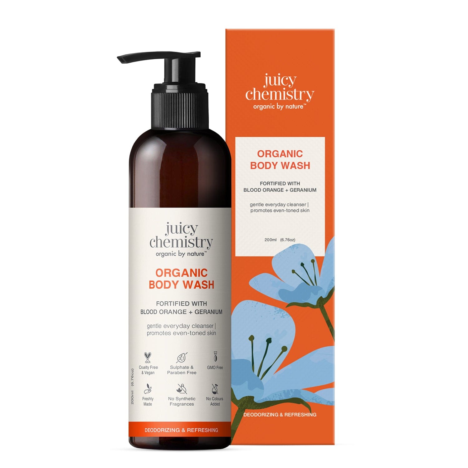 Organic Body Wash Fortified with Blood Orange + Geranium