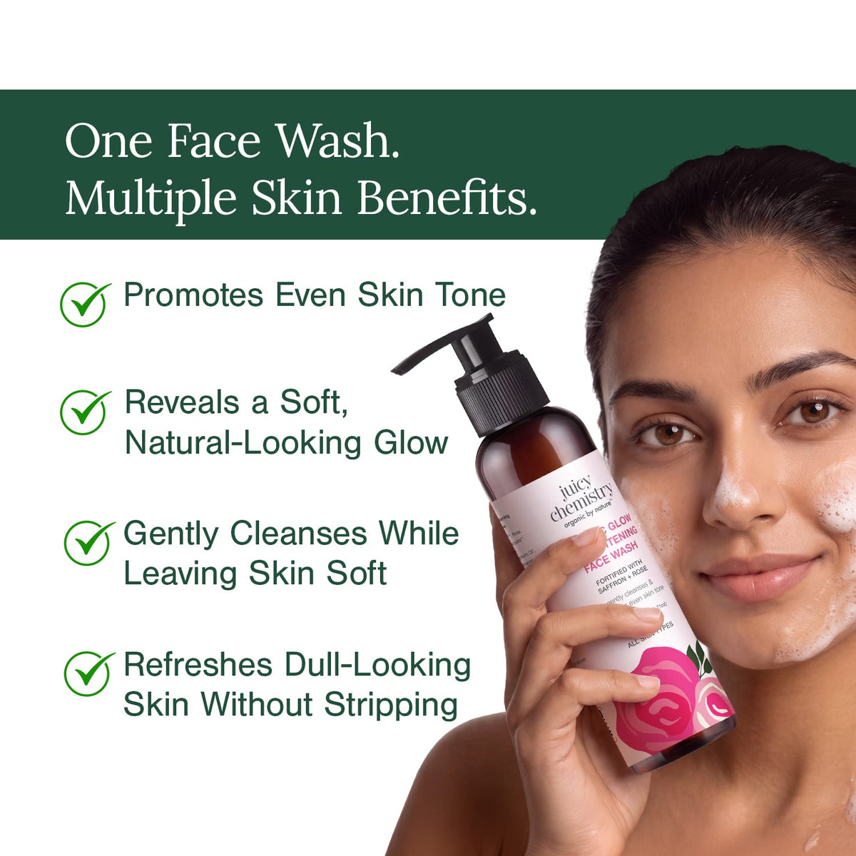 Dewy & Sunkissed Glow Combo | Brightening Scrub + Saffron Face Wash + Rose Water