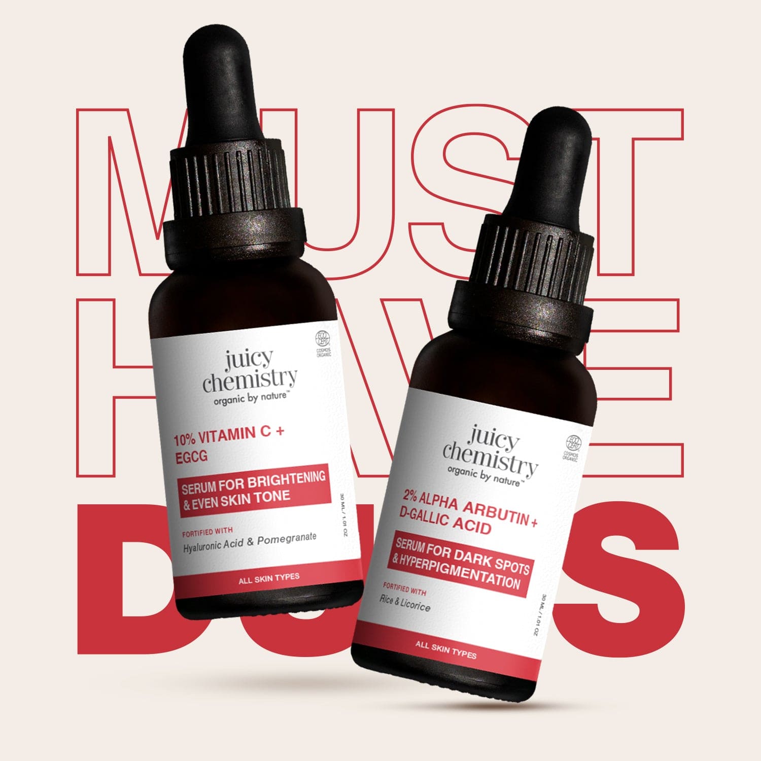 10% Vitamin C + EGCG Face Serum & 2% Alpha Arbutin + D-Gallic Acid Face Serum, 30 ml