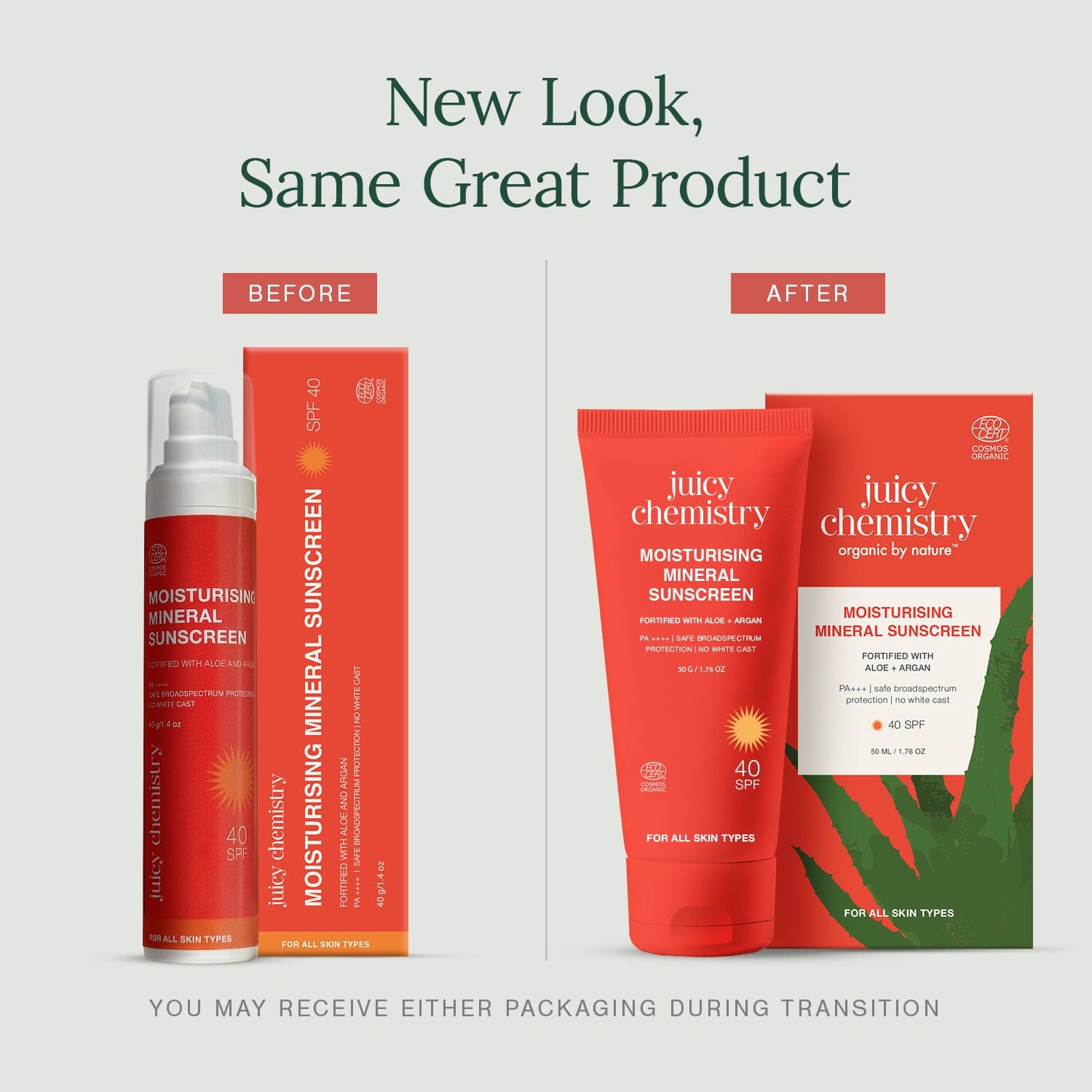 Moisturising Mineral Sunscreen Fortified with Aloe + Argan