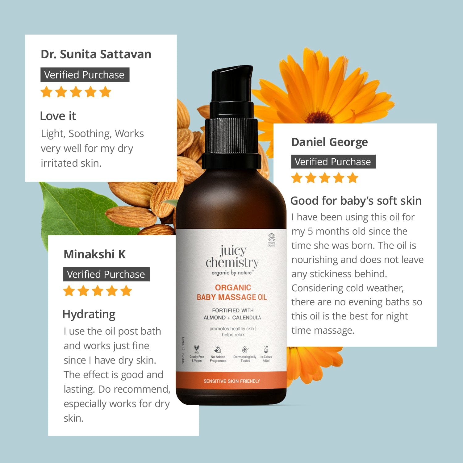 Organic Baby Massage Oil Fortified with Almond + Calendula