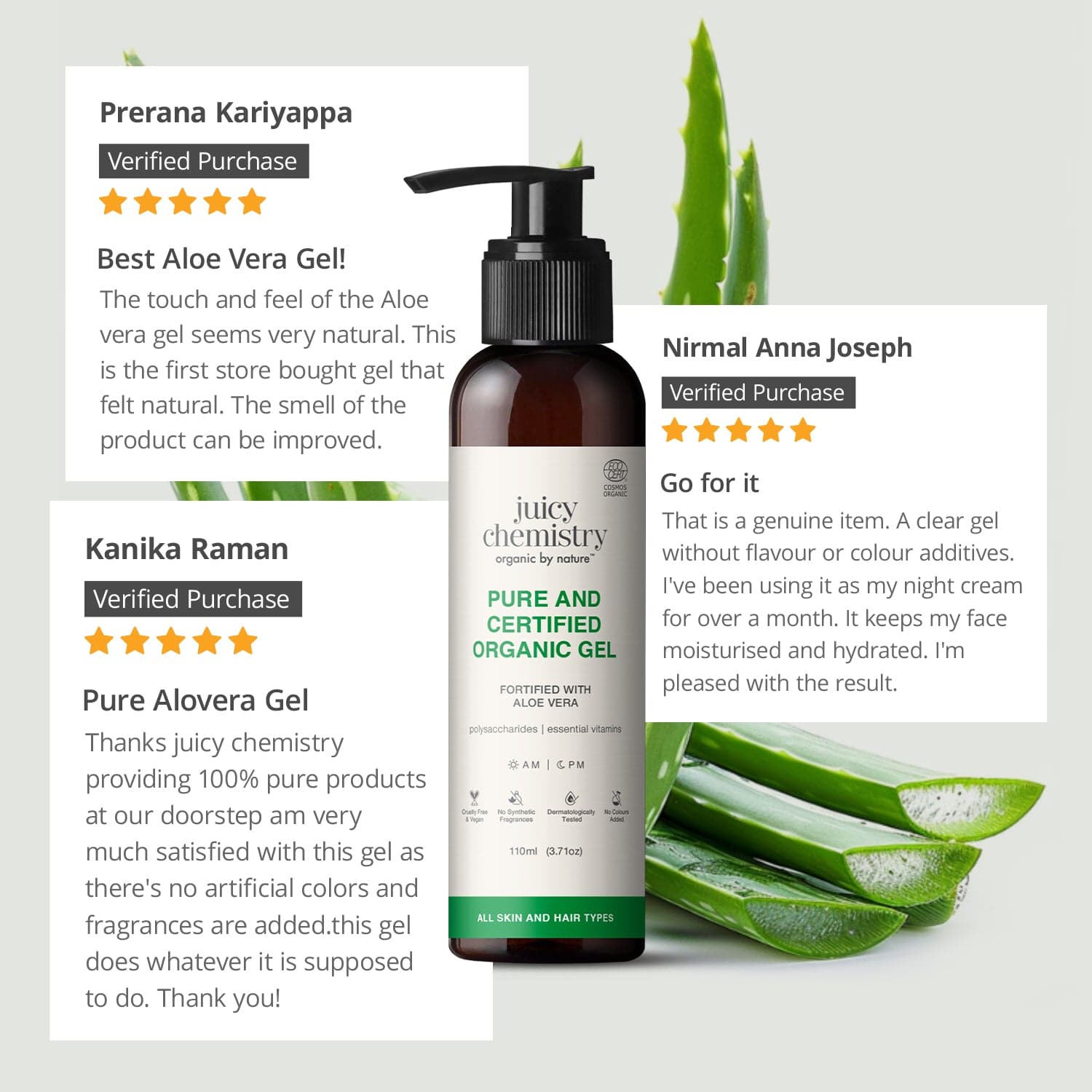 Pure and Certified Organic Gel Fortified with Aloe Vera