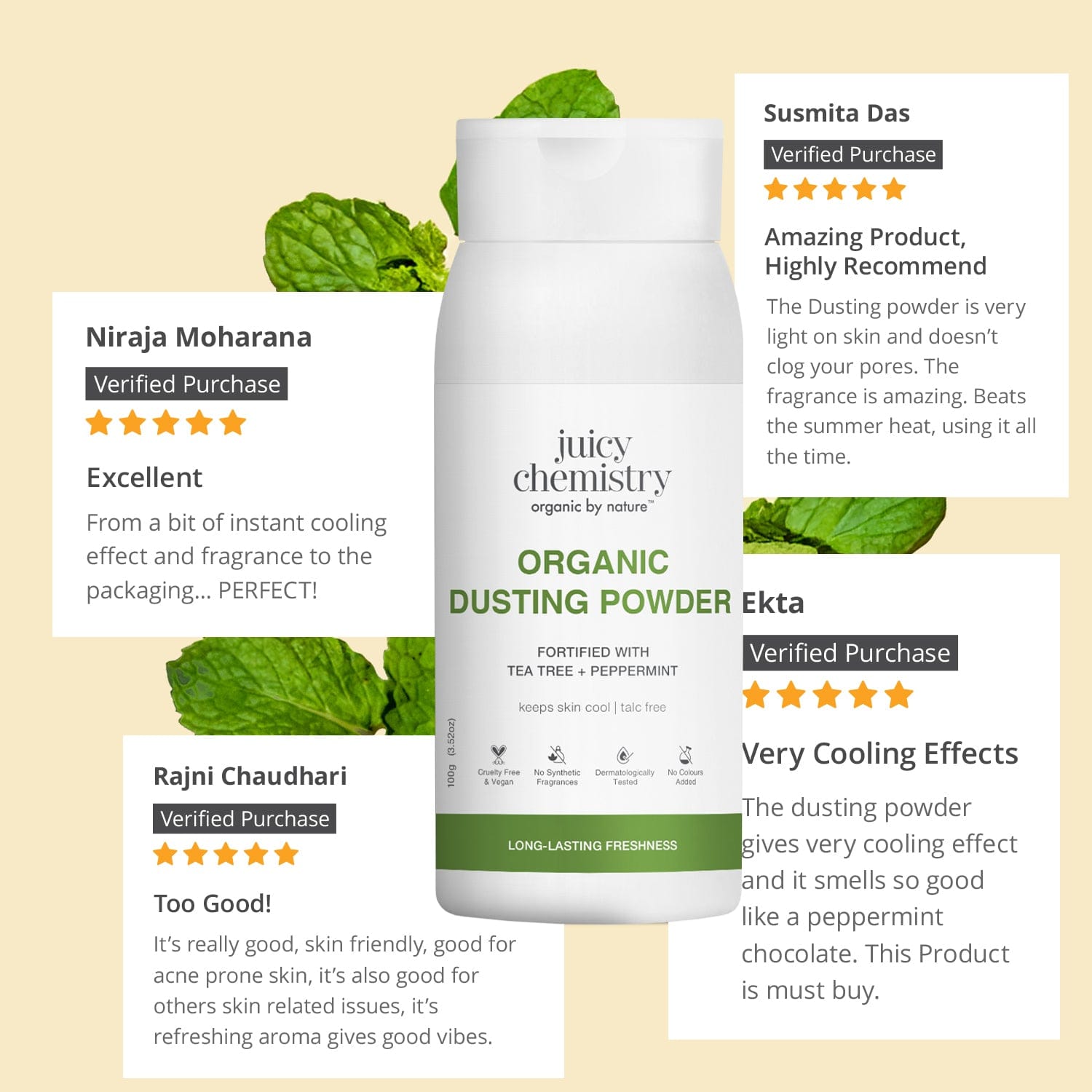 Organic Dusting Powder Fortified Tea Tree + Peppermint