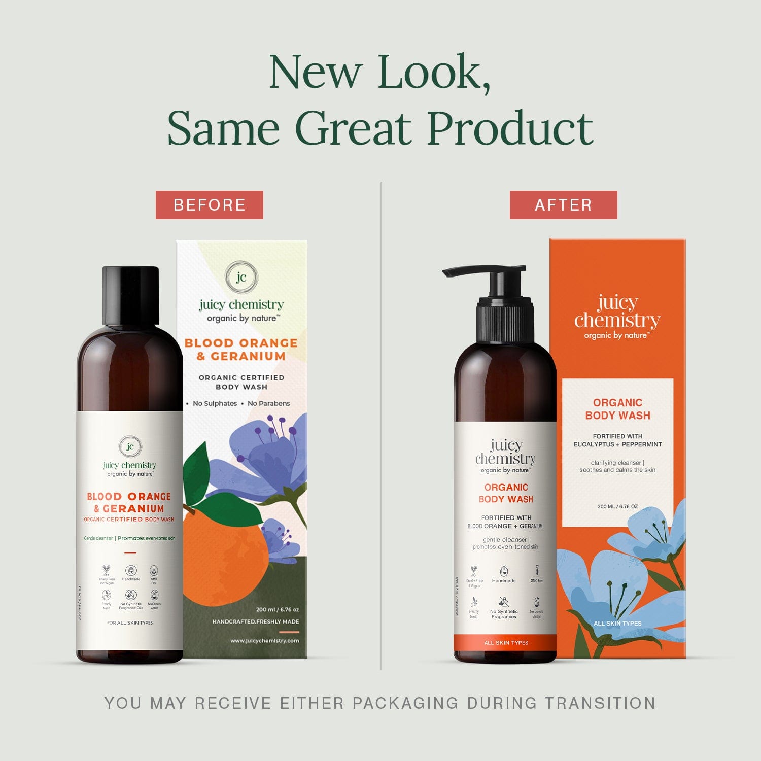 Organic Body Wash Fortified with Blood Orange + Geranium