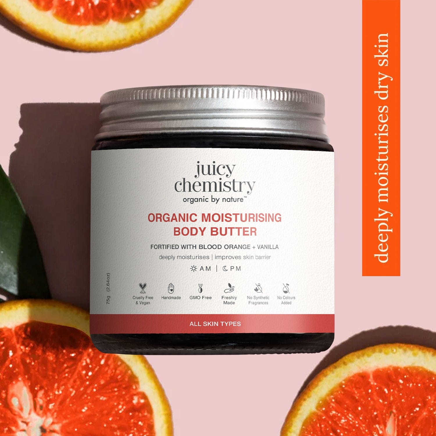 Organic Moisturising Body Butter Fortified with Blood Orange + Vanilla