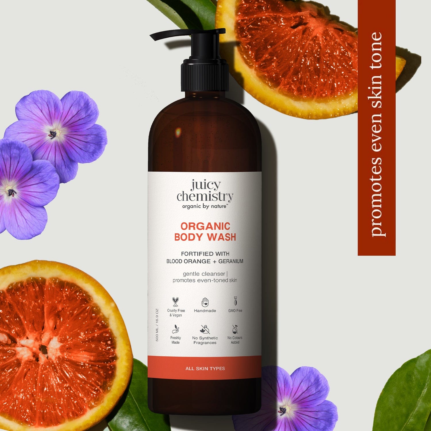 Organic Body Wash Fortified with Blood Orange + Geranium