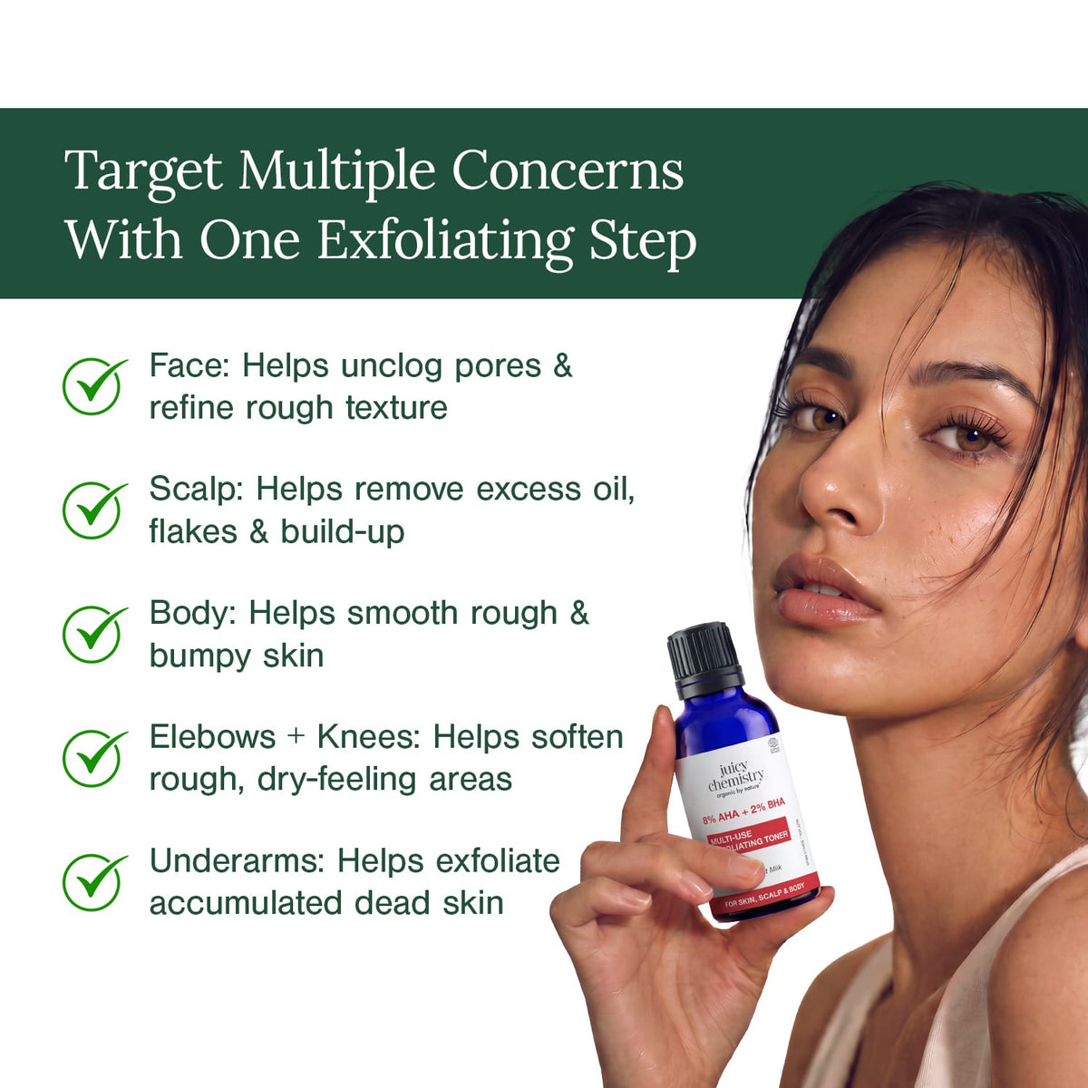 Anti-Dandruff Combo | Organic Anti-Dandruff Shampoo + 8% AHA +2% BHA Multi Use Exfoliating Toner