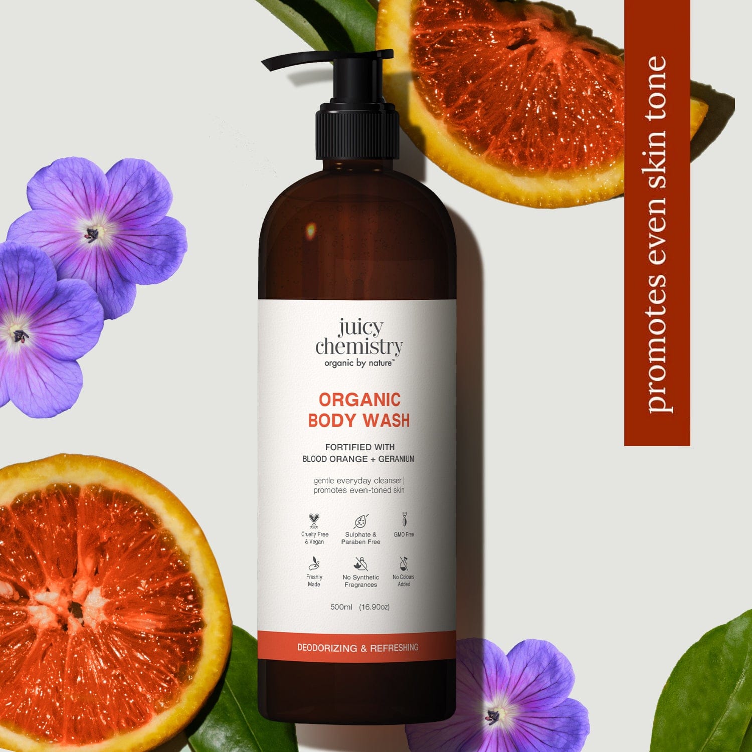 Organic Body Wash Fortified with Blood Orange + Geranium