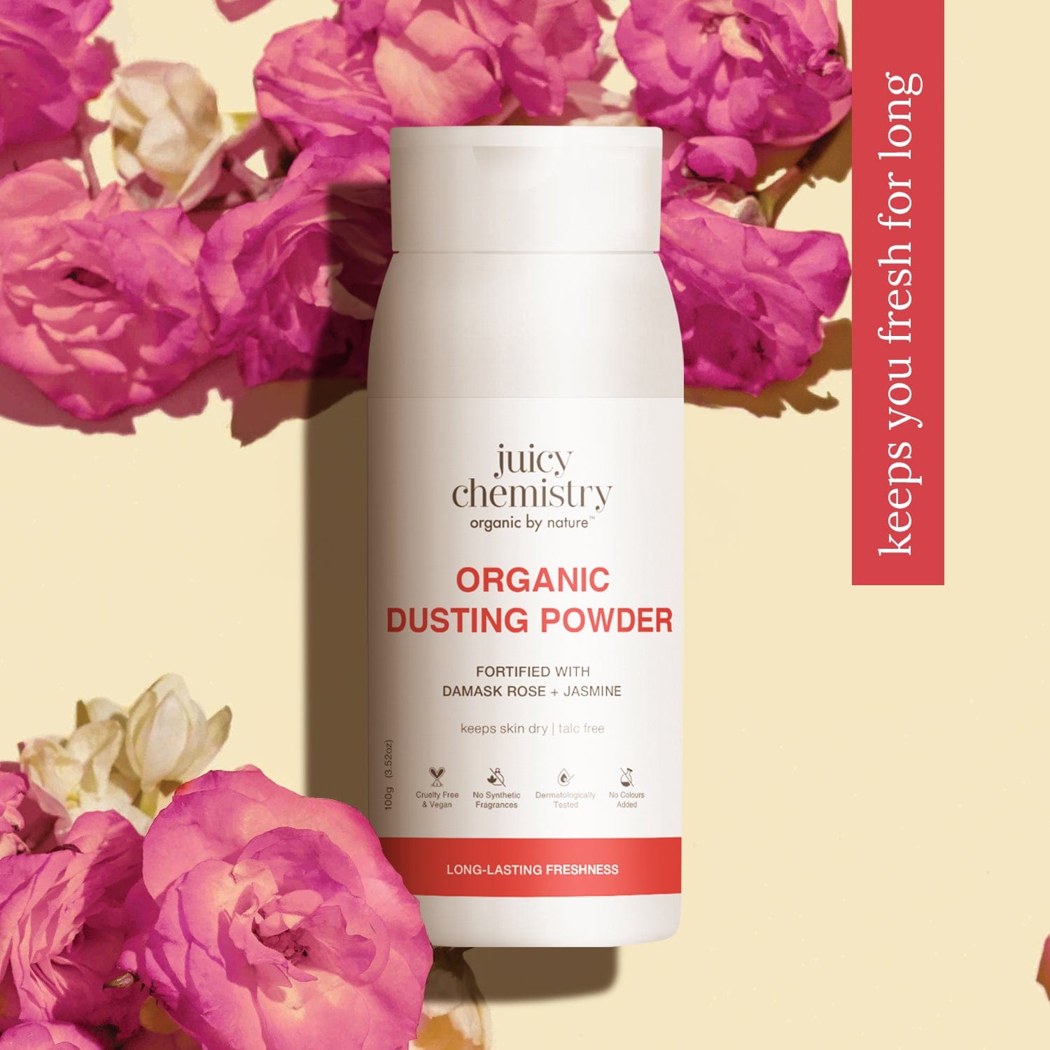 Organic Dusting Powder Fortified Damask Rose + Jasmine