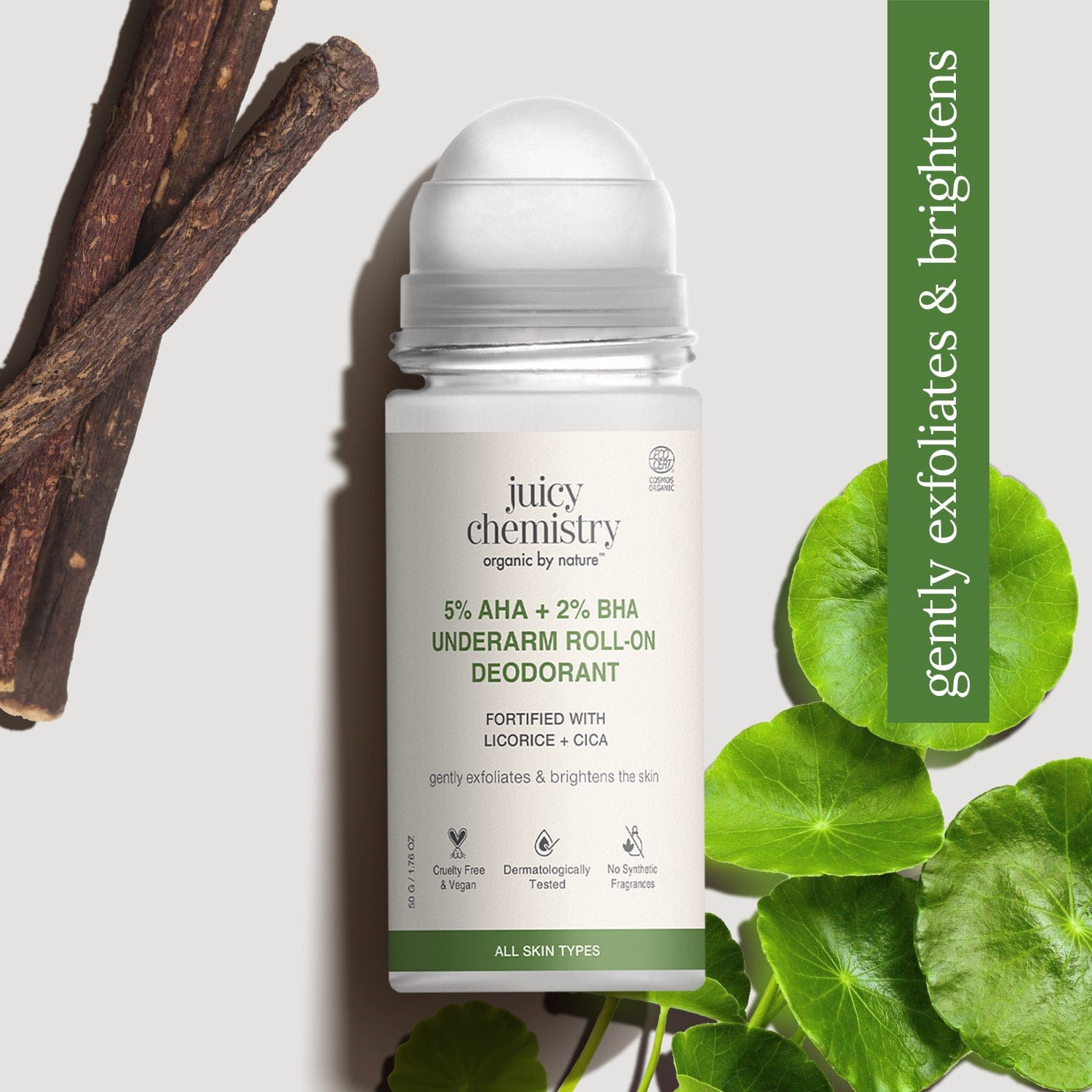 5% AHA + 2% BHA Underarm Roll-on Deodorant Fortified with Vanilla + Witch Hazel