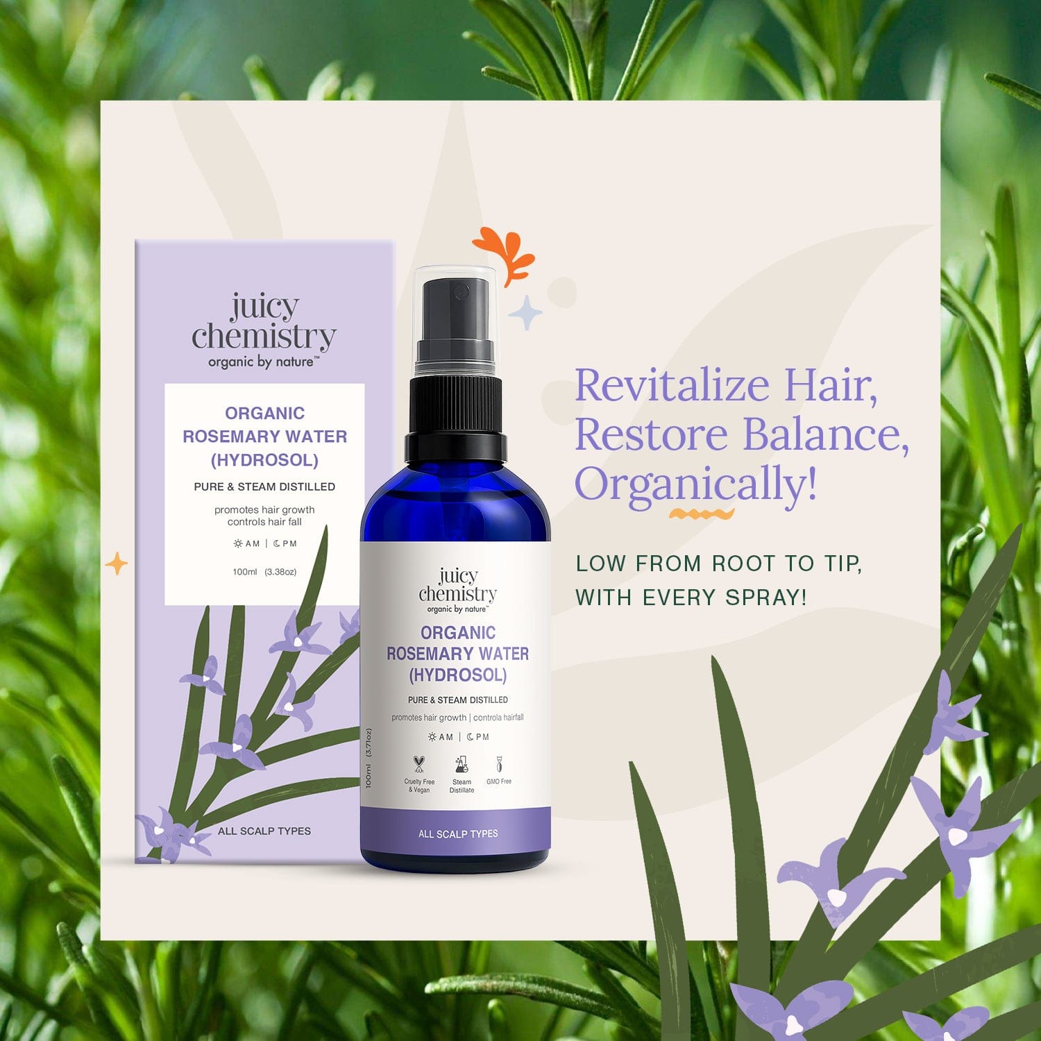 Organic Rosemary Water (Hydrosol)