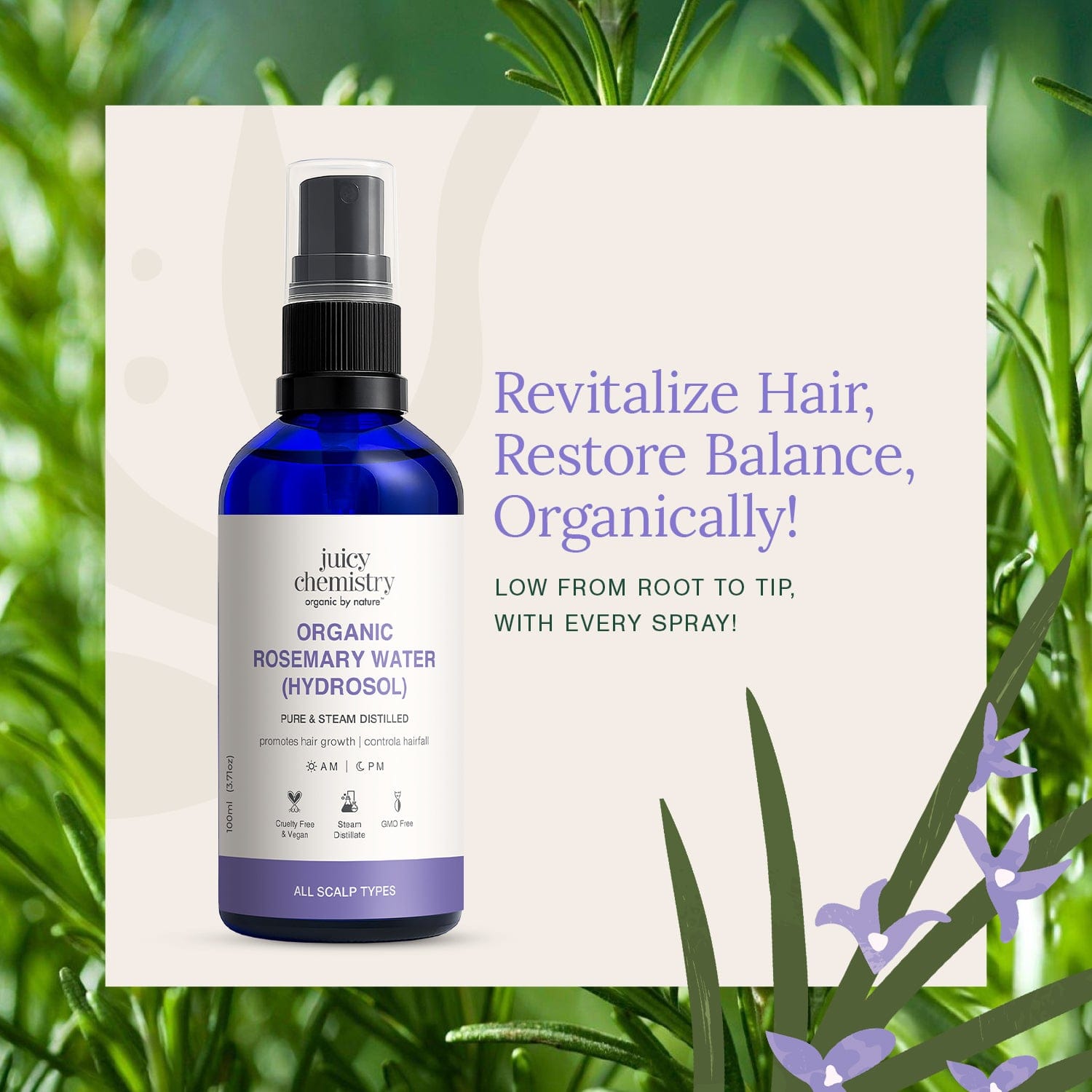 Organic Rosemary Water (Hydrosol)