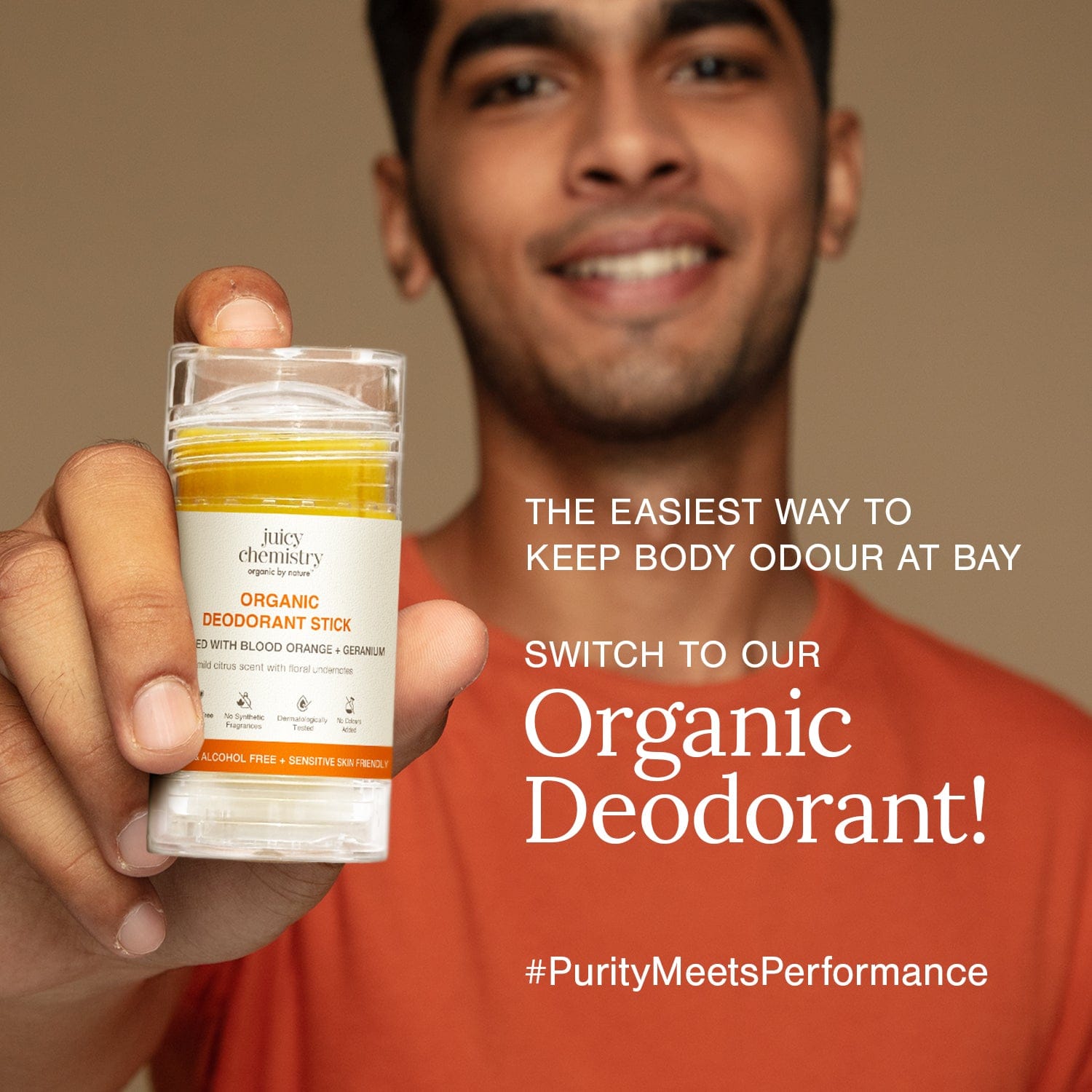 Organic Deodorant Stick Fortified with Blood Orange + Geranium