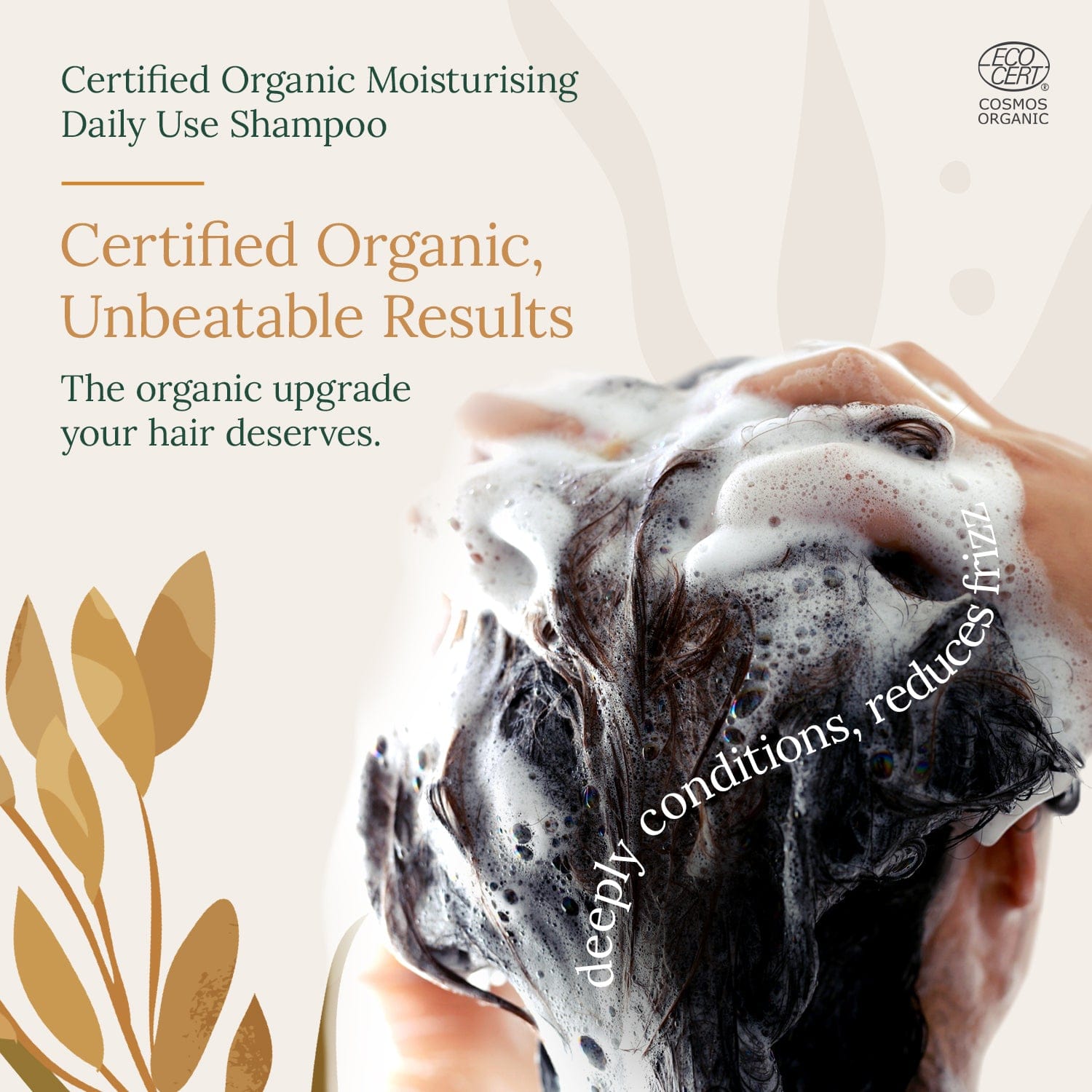 Certified Organic Moisturising Daily Use Shampoo Fortified with Rice Water + Oat Milk