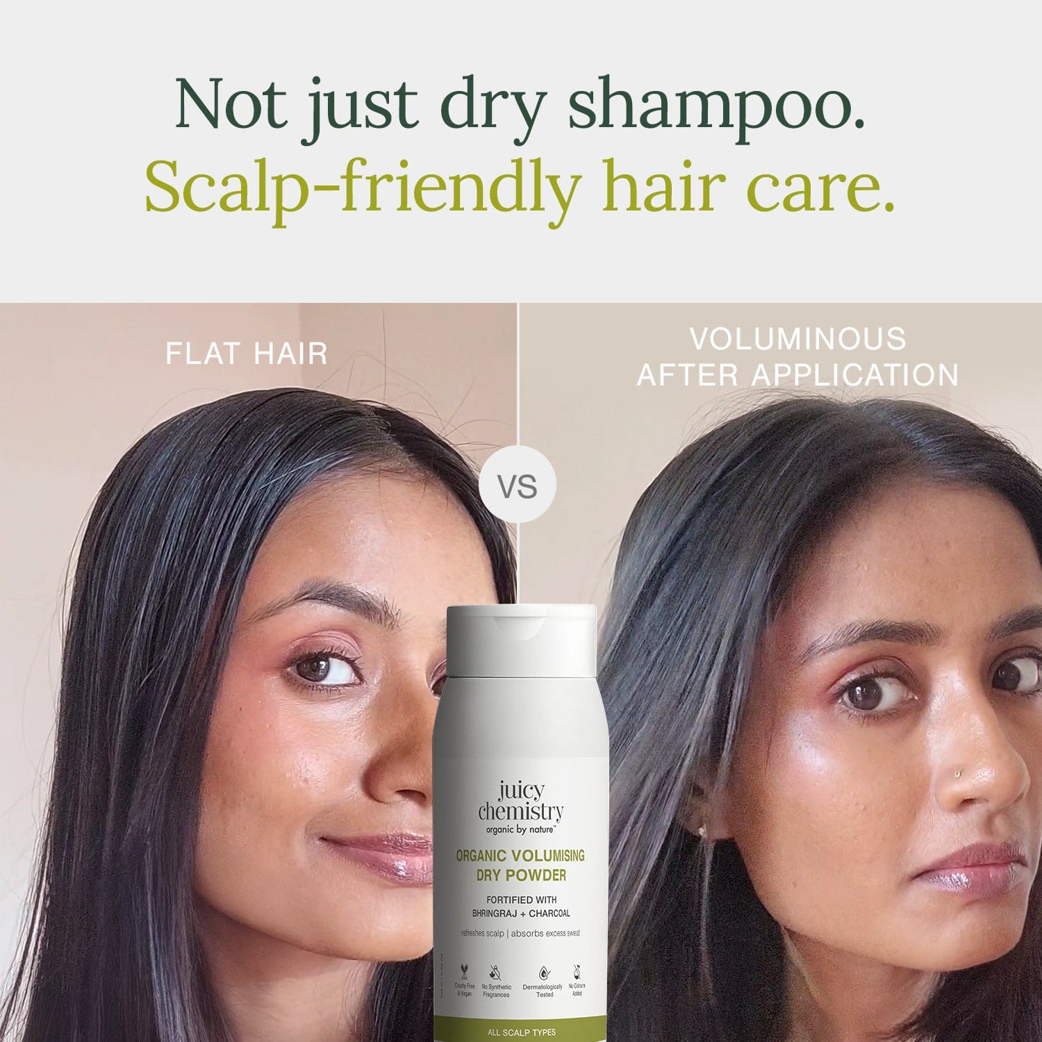 Organic Volumising Dry Powder - Bhringaraj + Charcoal