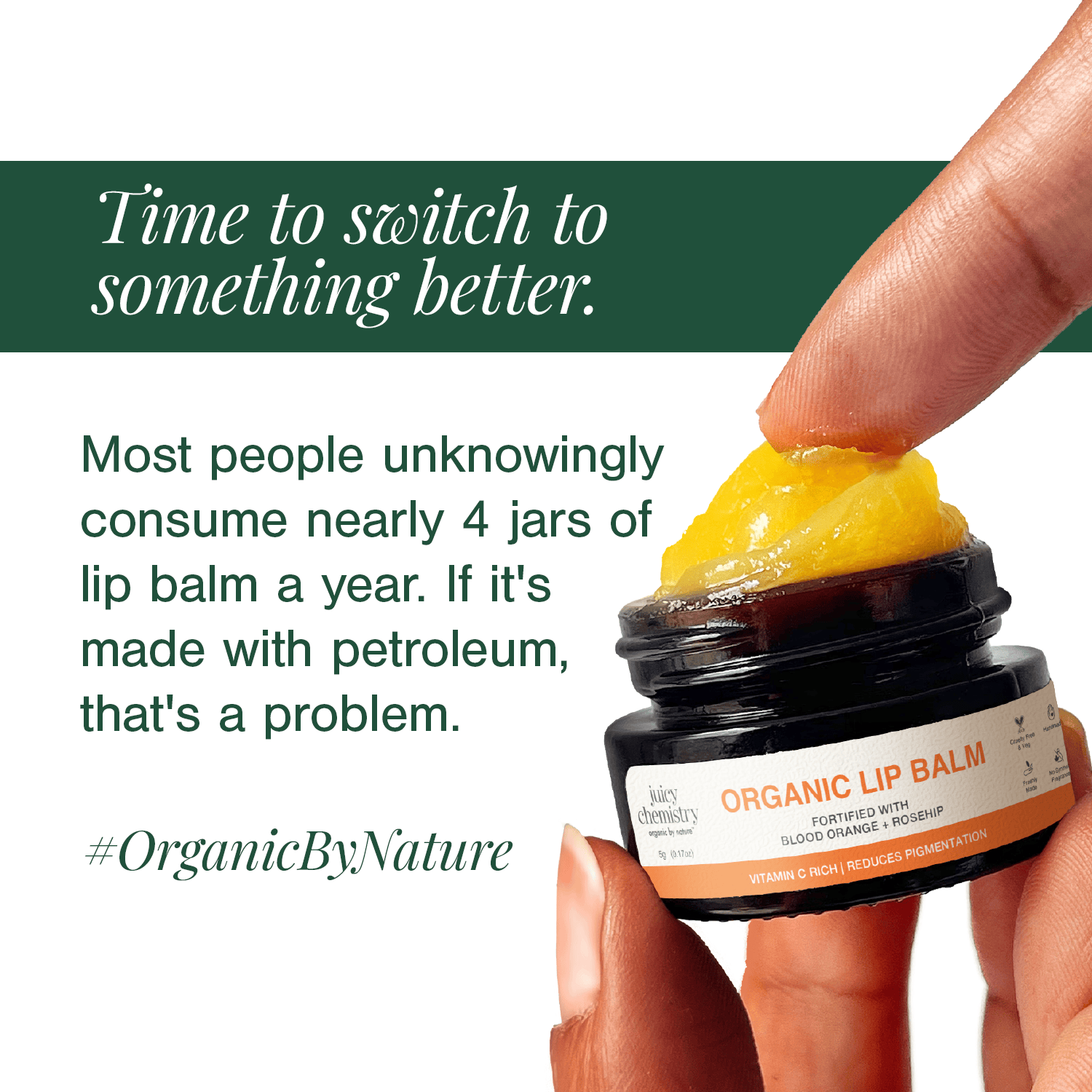 Organic Lip Balm Fortified with Blood Orange + Rosehip