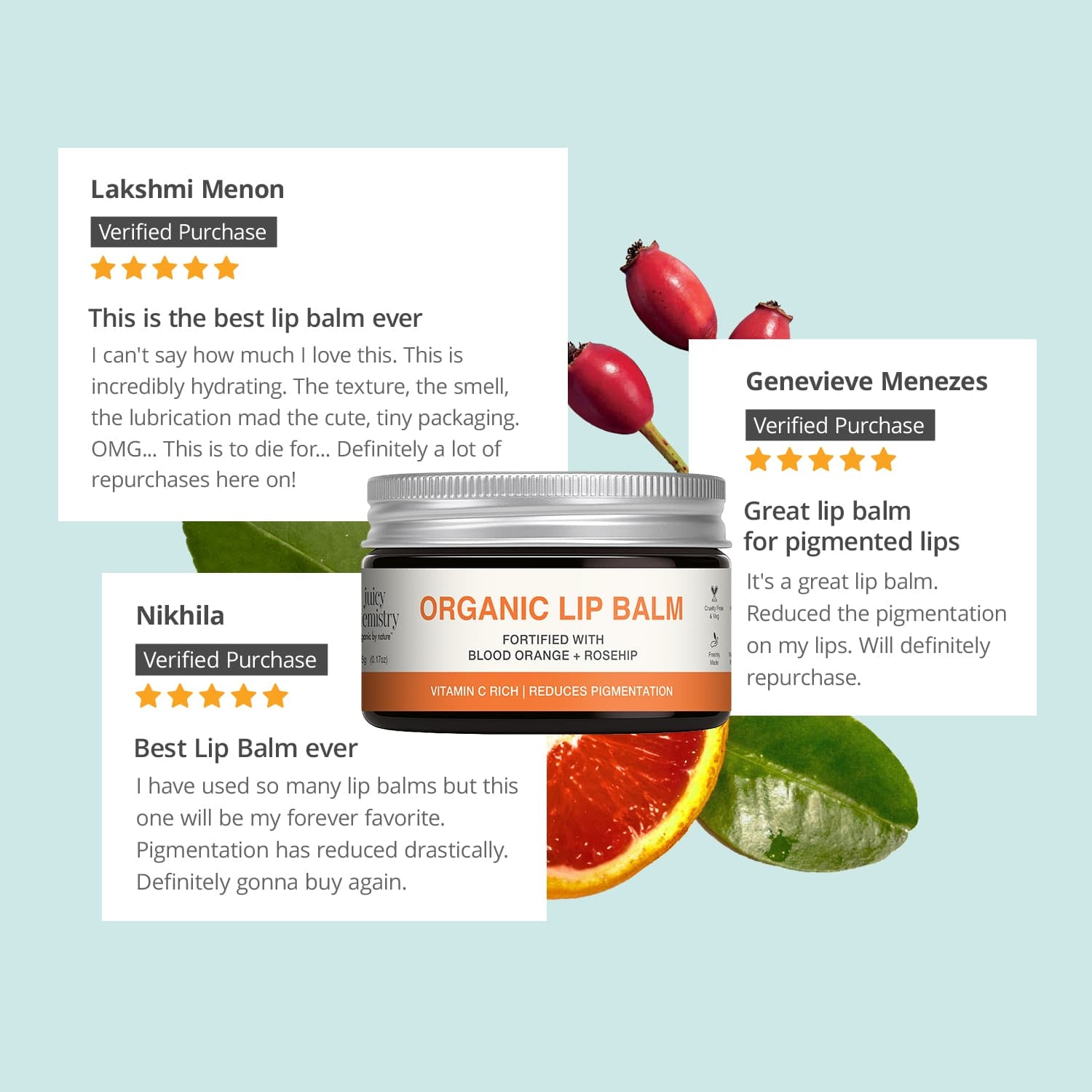 Organic Lip Balm Fortified with Blood Orange + Rosehip