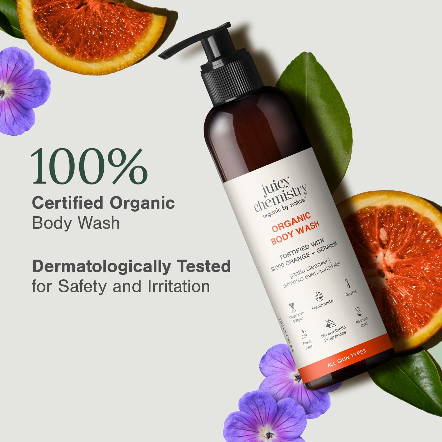 Organic Body Wash Fortified with Blood Orange + Geranium
