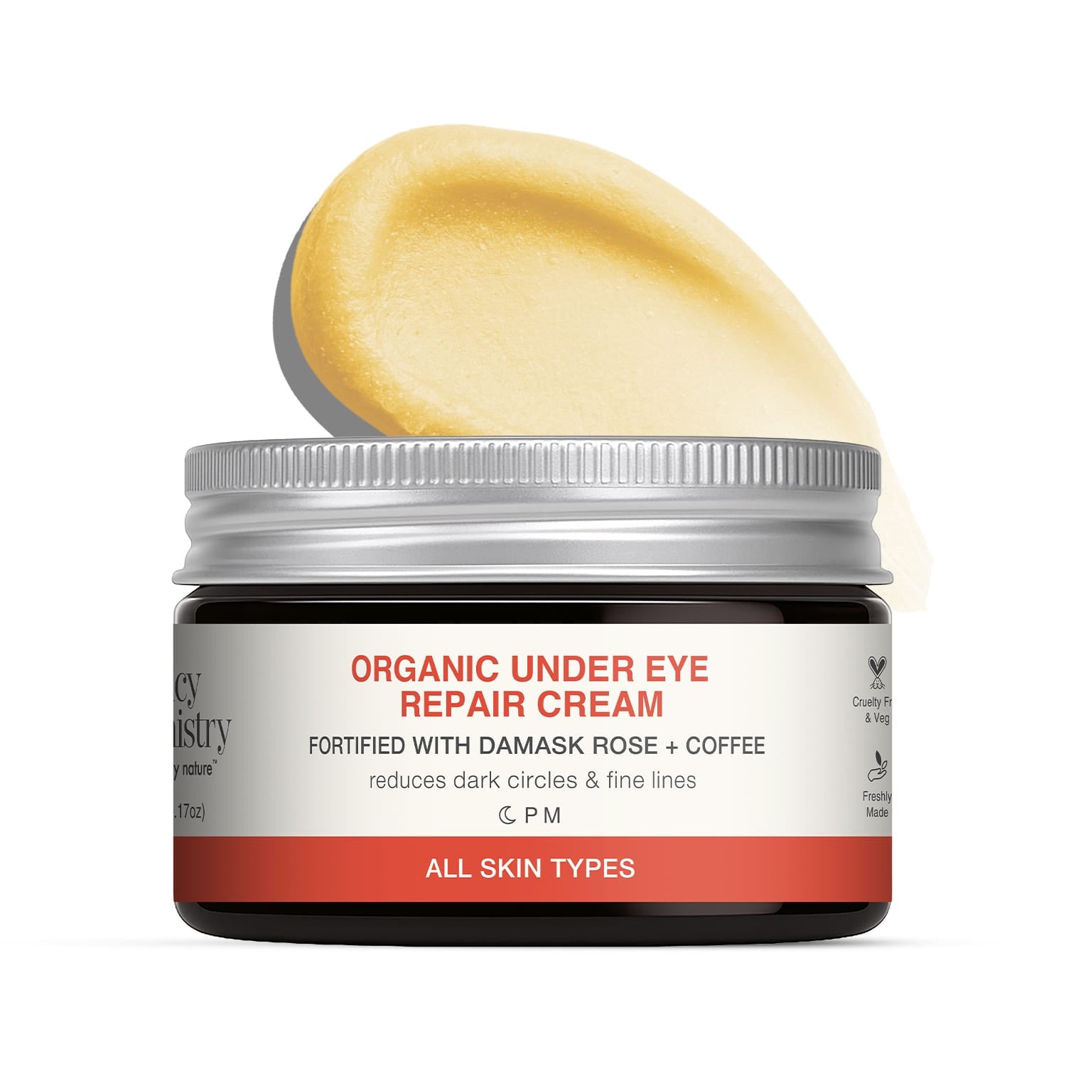 Organic Under Eye Repair Cream Fortified with Damask Rose + Coffee