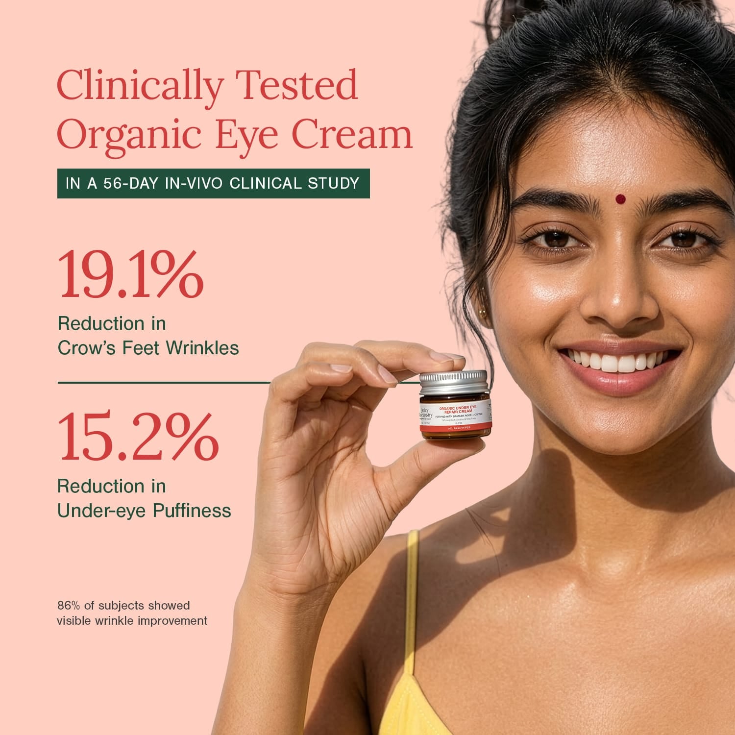 Organic Under Eye Repair Cream Fortified with Damask Rose + Coffee
