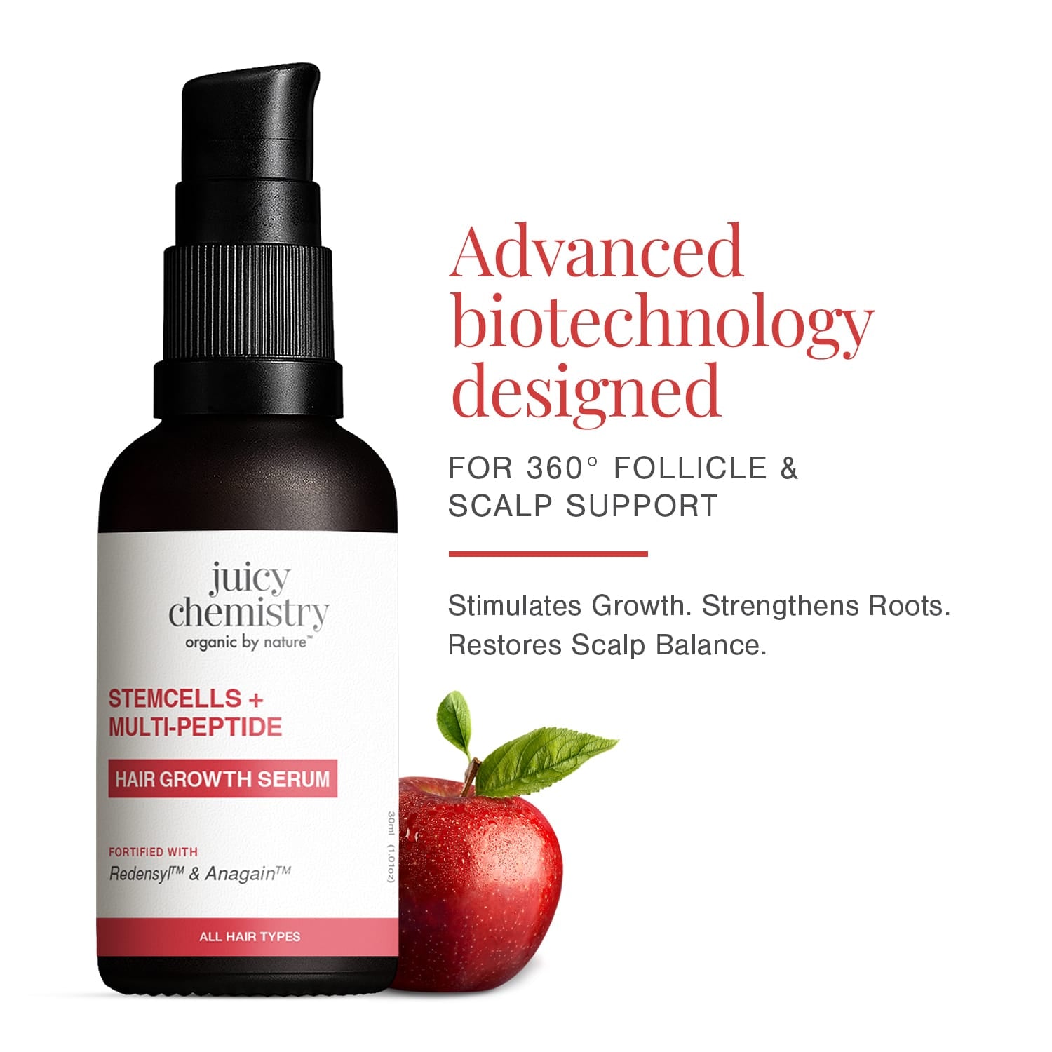 Stemcells + Multi-Peptide Hair Growth Serum Fortified With Redensyl & Anagain