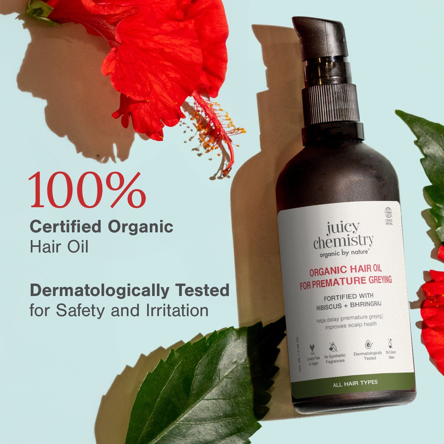 Hair Oil for Premature Greying Fortified with Hibiscus + Bhringaraj