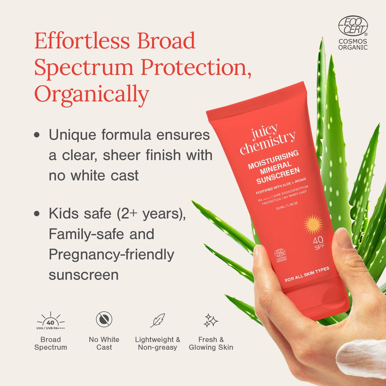 Moisturising Mineral Sunscreen Fortified with Aloe + Argan