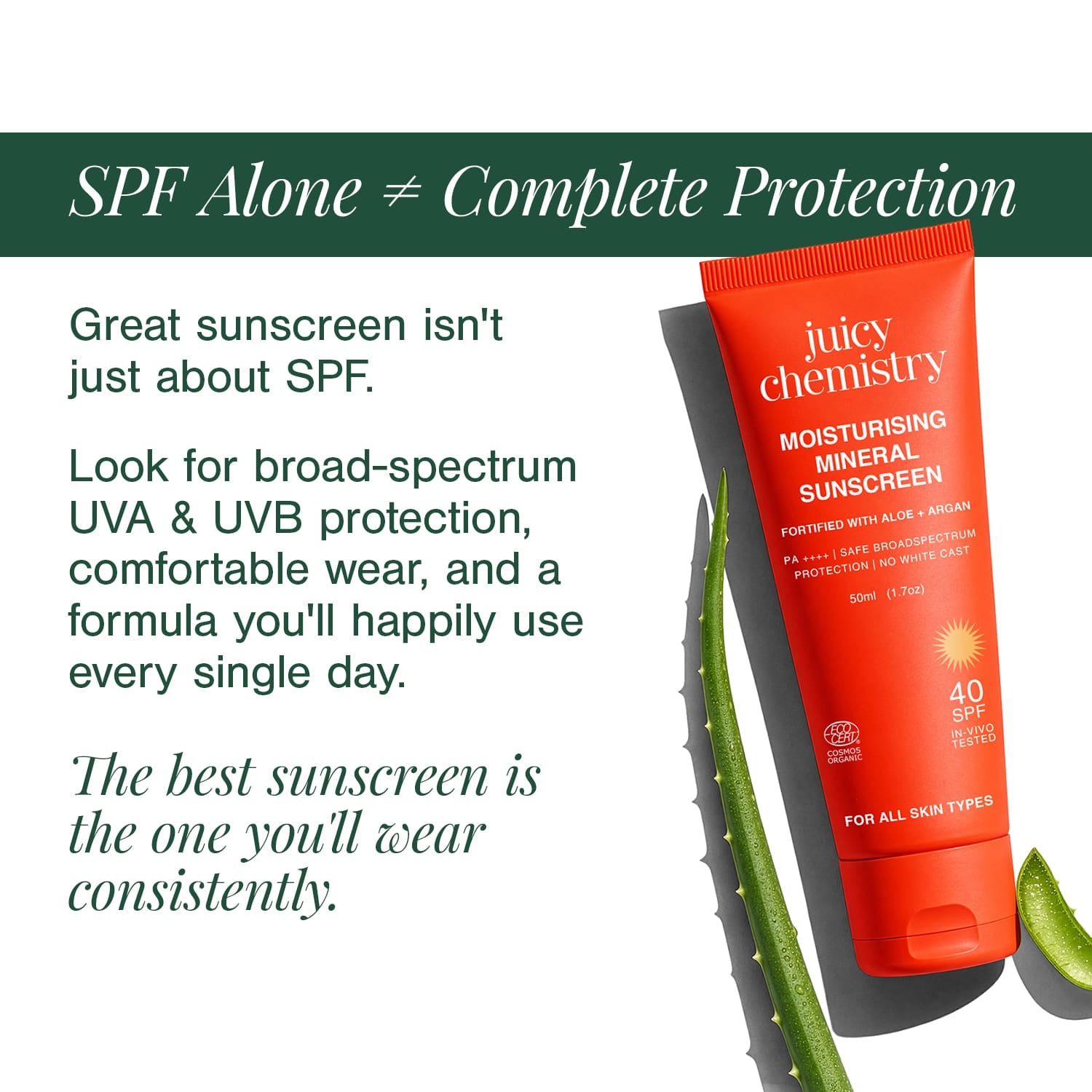 Moisturising Mineral Sunscreen" to "Mineral Sunscreen SPF 40 — Certified Organic