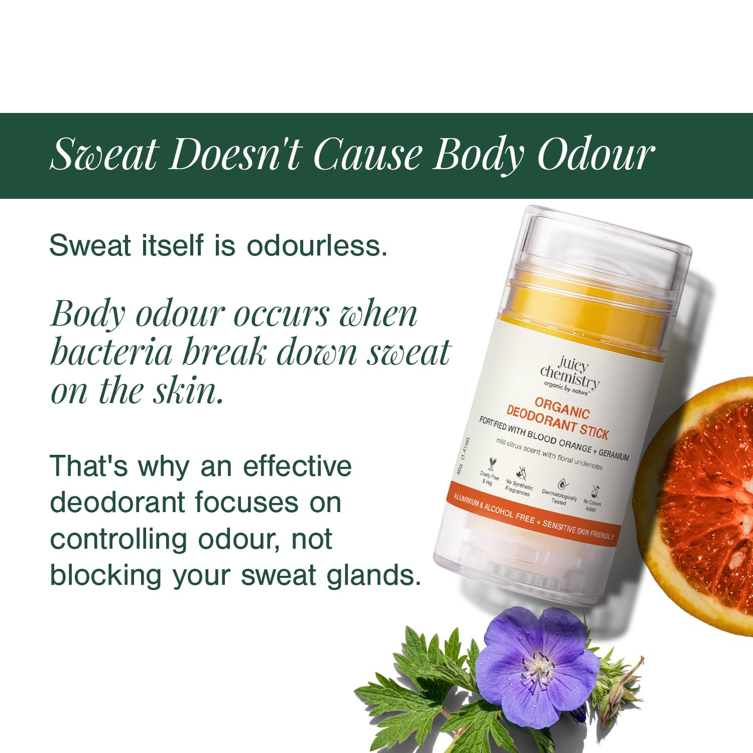 Organic Deodorant Fortified with Blood Orange + Geranium