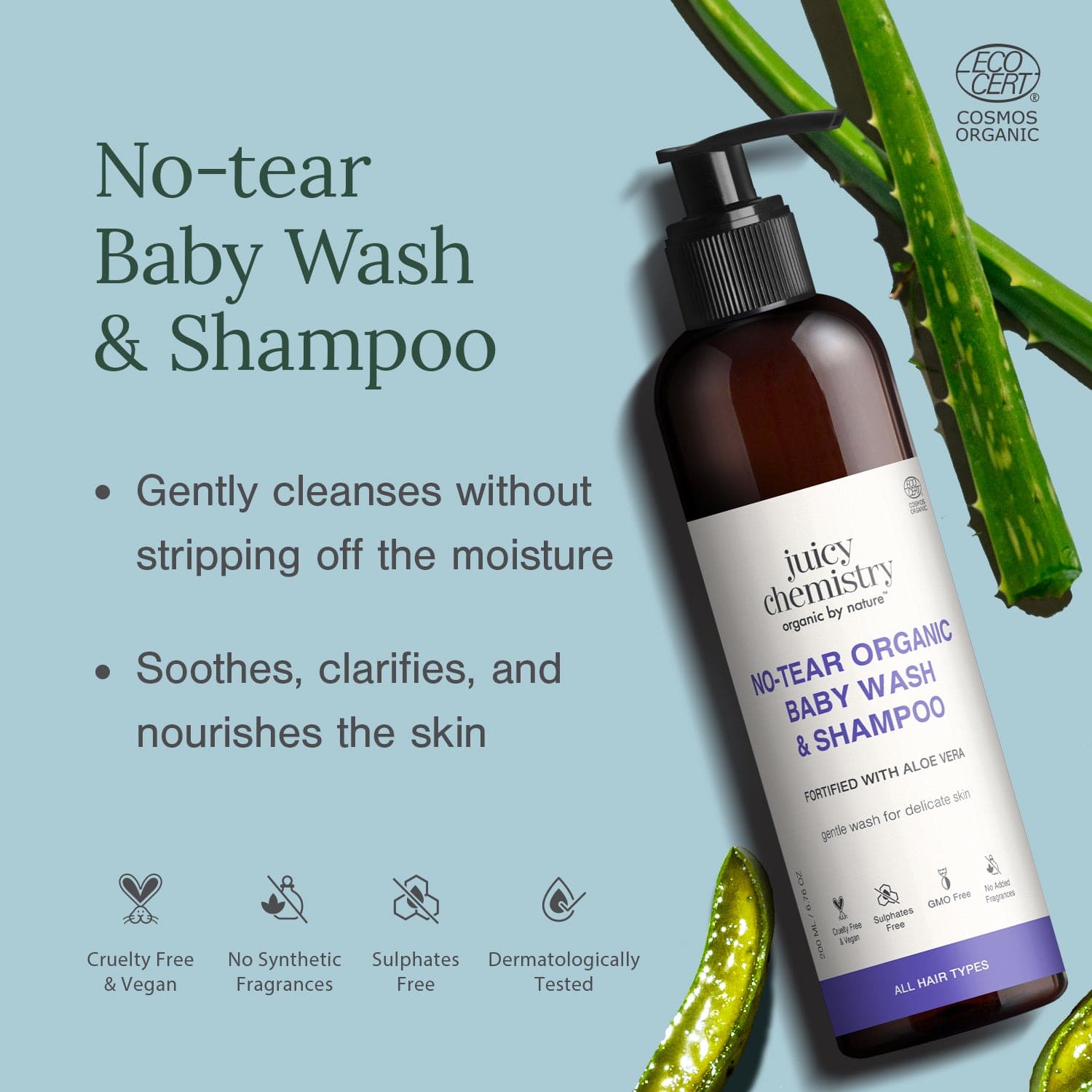 Organic Gentle Head-to-Toe Baby Wash Fortified with Aloe Vera