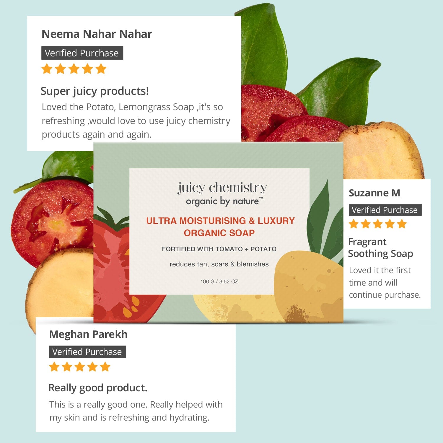 Ultra Moisturising & Luxury Organic Soap Fortified with Tomato + Potato, 100 g