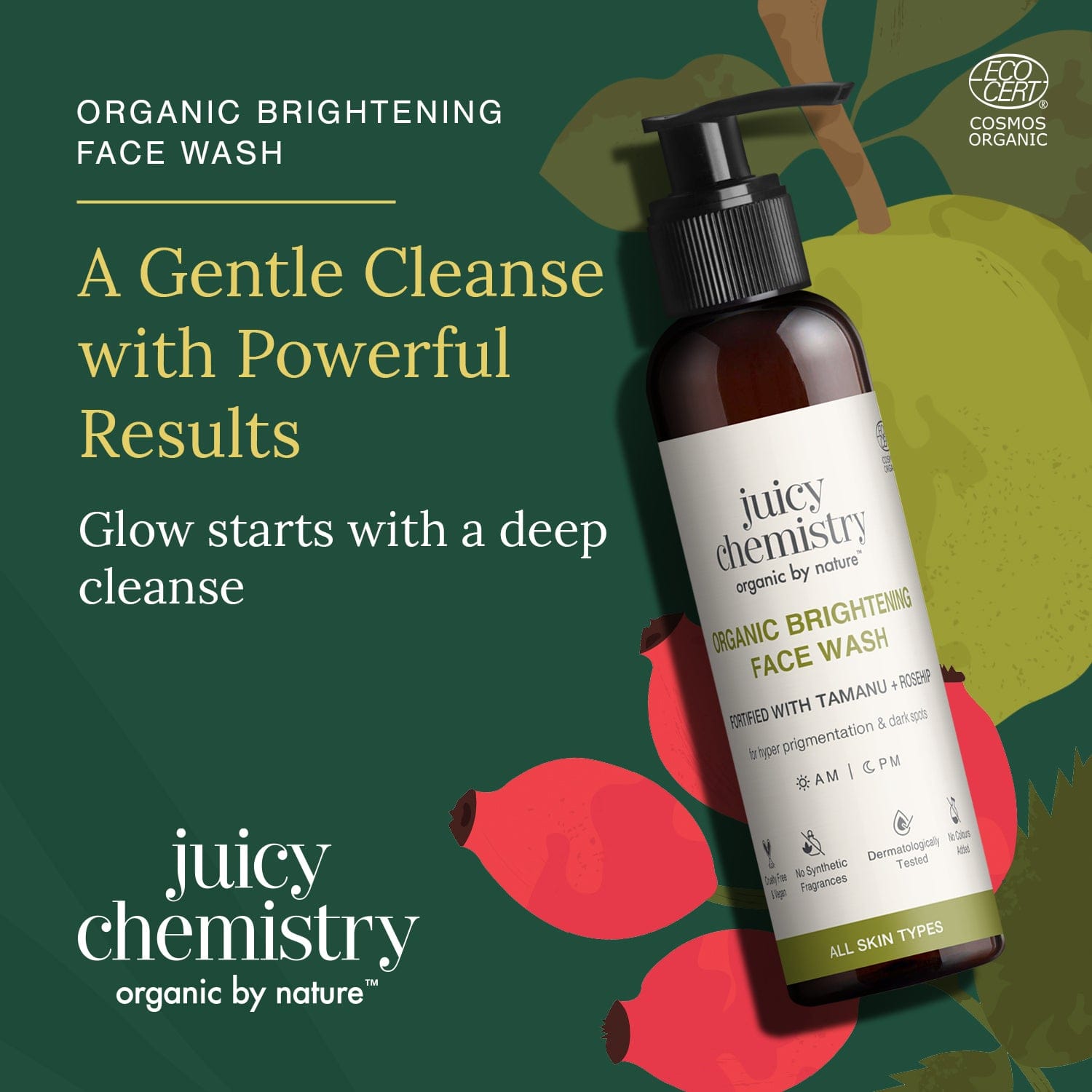 Organic Brightening Face Wash Fortified with Tamanu + Rosehip