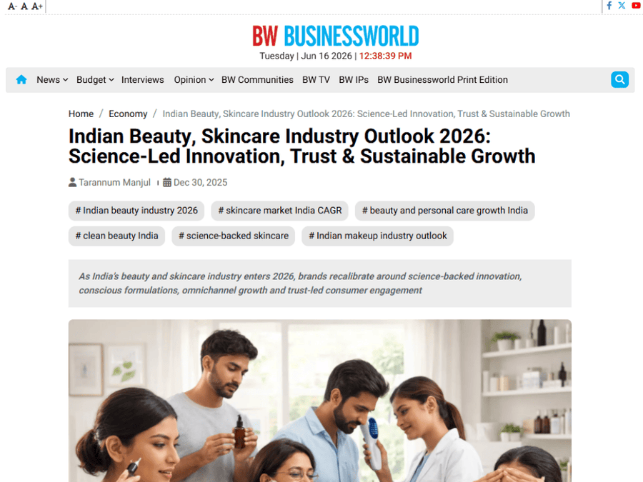 Indian Beauty, Skincare Industry Outlook 2026: Science-Led Innovation, Trust & Sustainable Growth