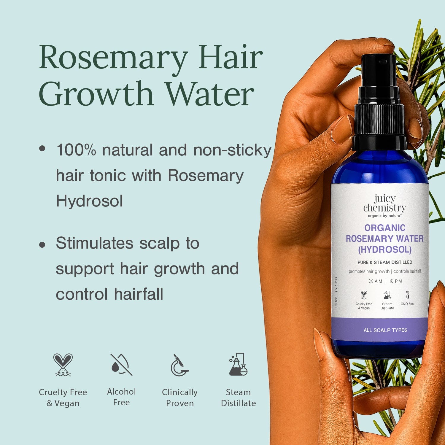 Chilli, Rosemary & Kalonji Hair Oil + Rosemary Water for Hair Growth & Treatment Combo, 30 ml + 100 ml