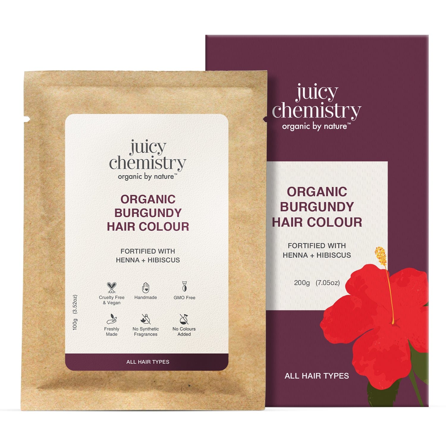 Organic Burgundy Hair Colour Fortified with Henna + Amla