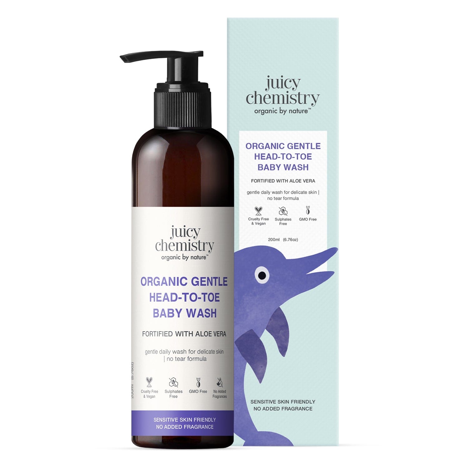 Organic Gentle Head-to-Toe Baby Wash Fortified with Aloe Vera