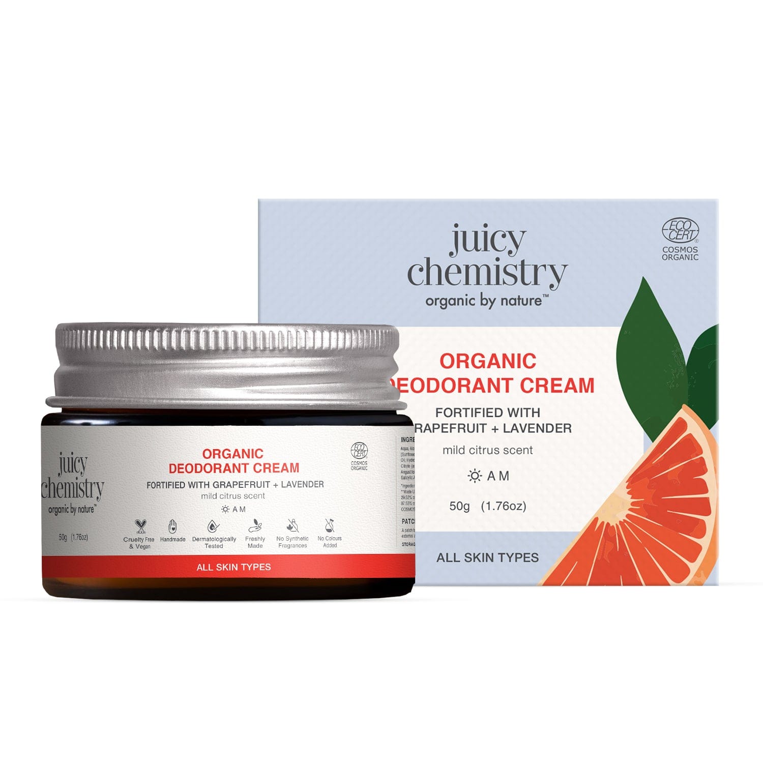 Organic Deodorant Cream Fortified with Grapefruit + Lavender