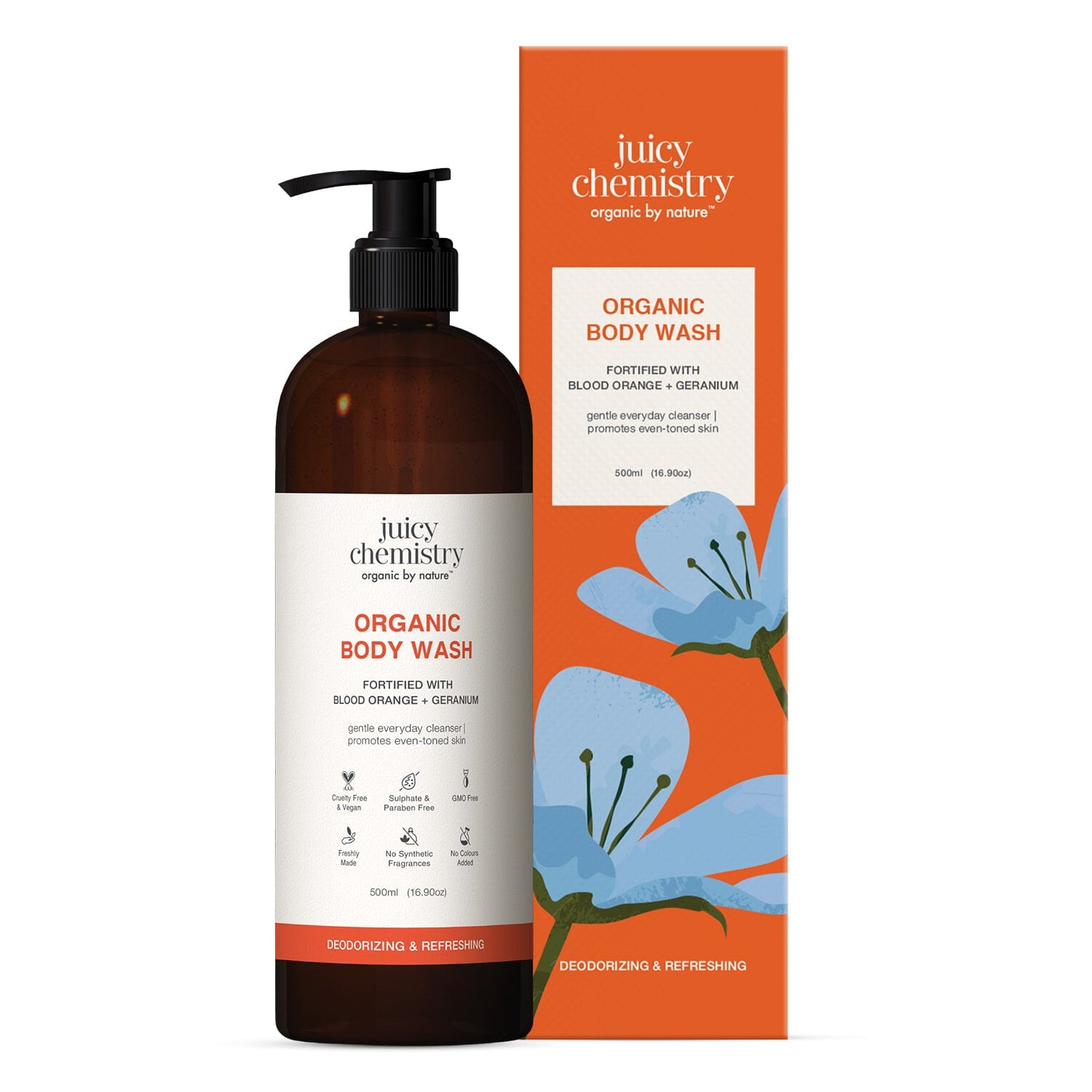 Organic Body Wash Fortified with Blood Orange + Geranium