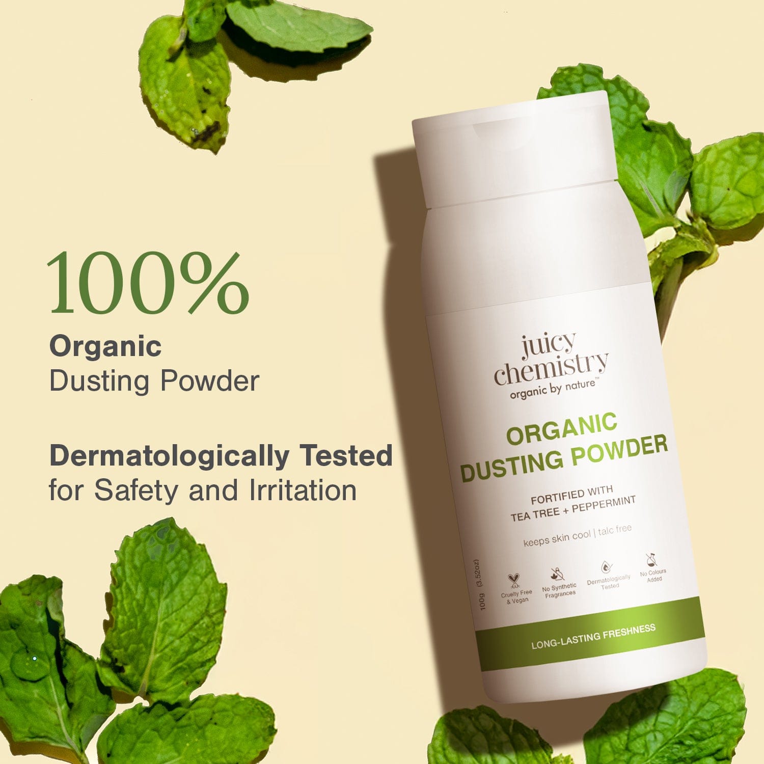 Organic Dusting Powder Fortified Tea Tree + Peppermint