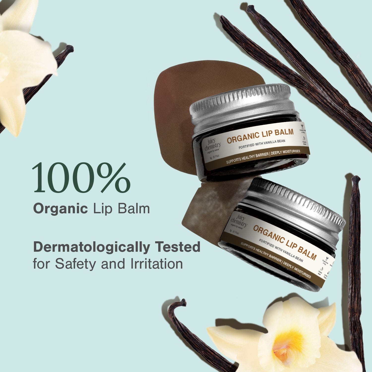 Organic Lip Balm Fortified with Vanilla Bean