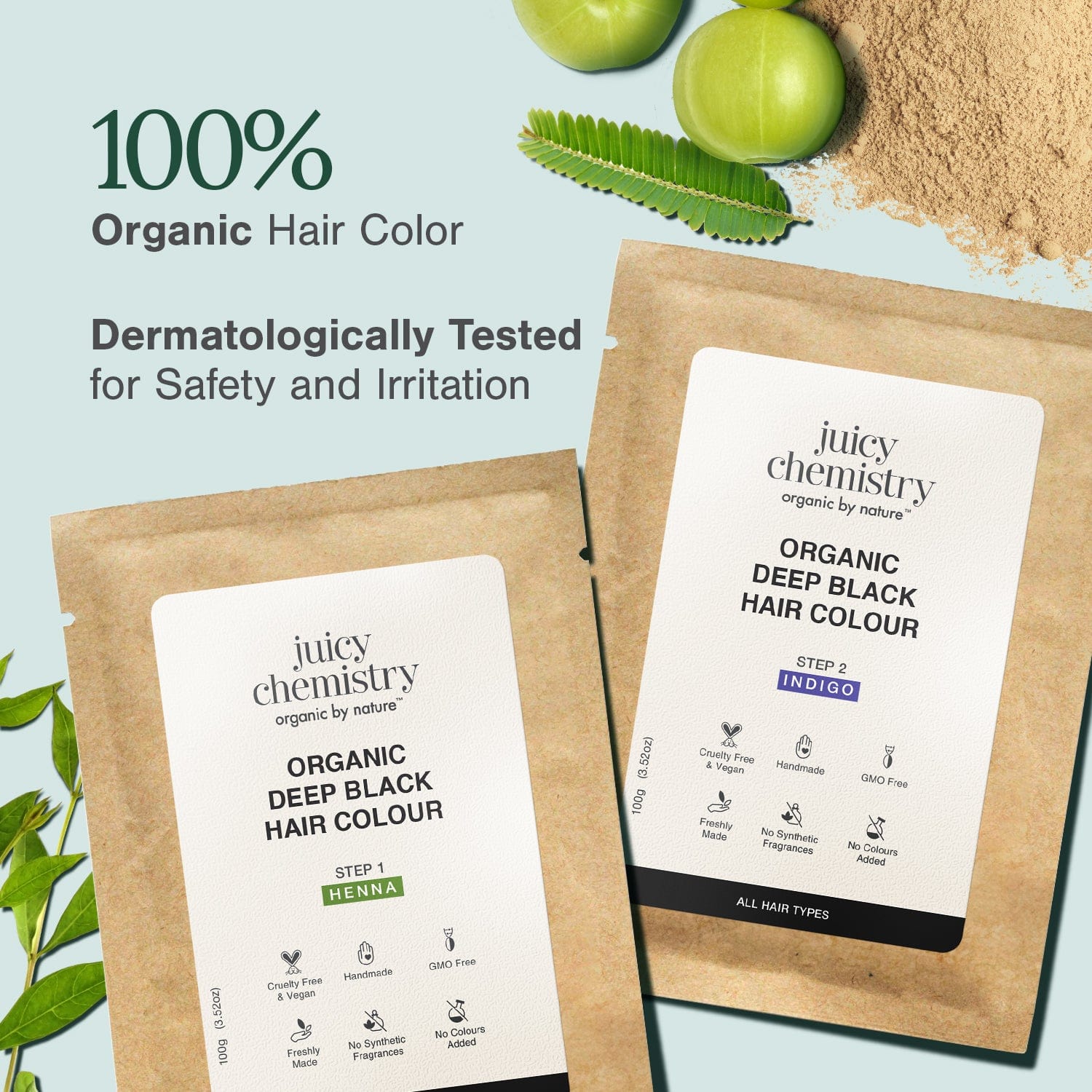 Organic Deep Black Hair Colour Fortified with Henna + Amla