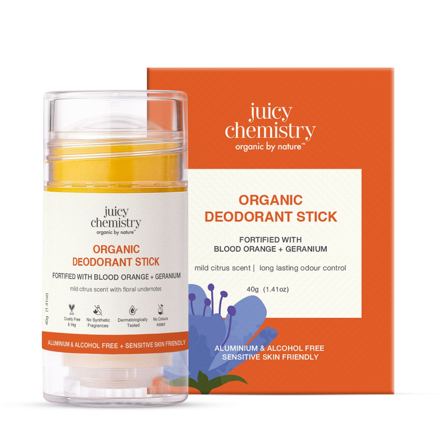 Organic Deodorant Stick Fortified with Blood Orange + Geranium