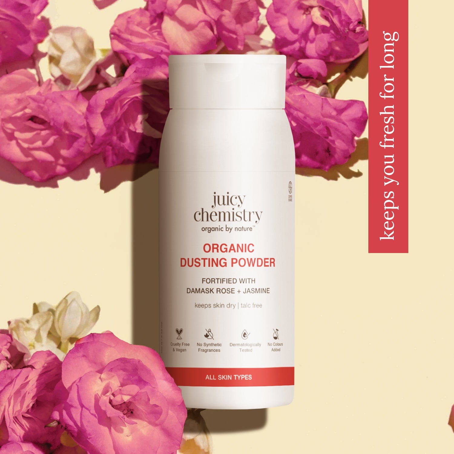 Organic Dusting Powder Fortified with Damask Rose + Jasmine