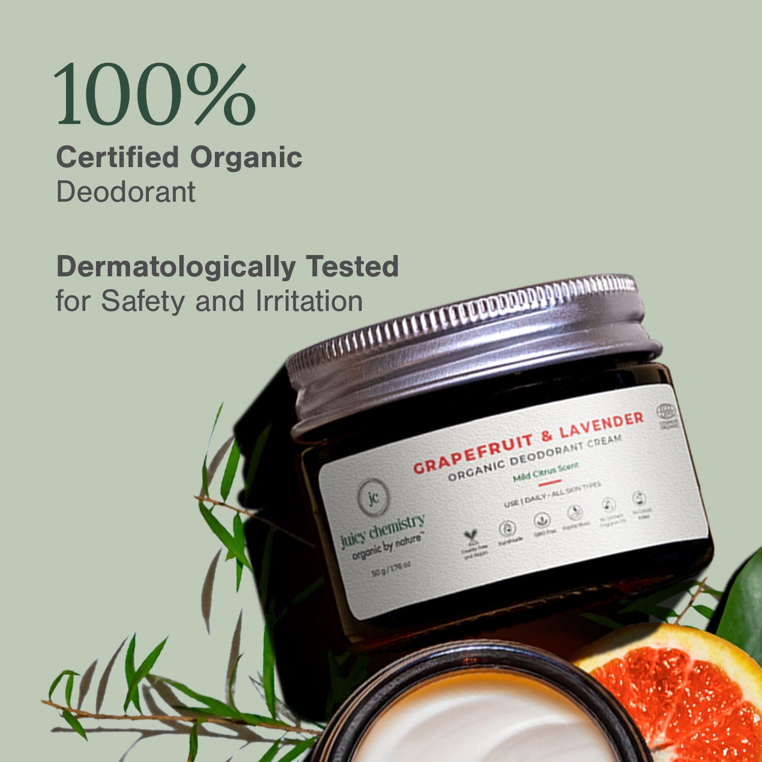 Grapefruit and Lavender Organic Deodorant Cream