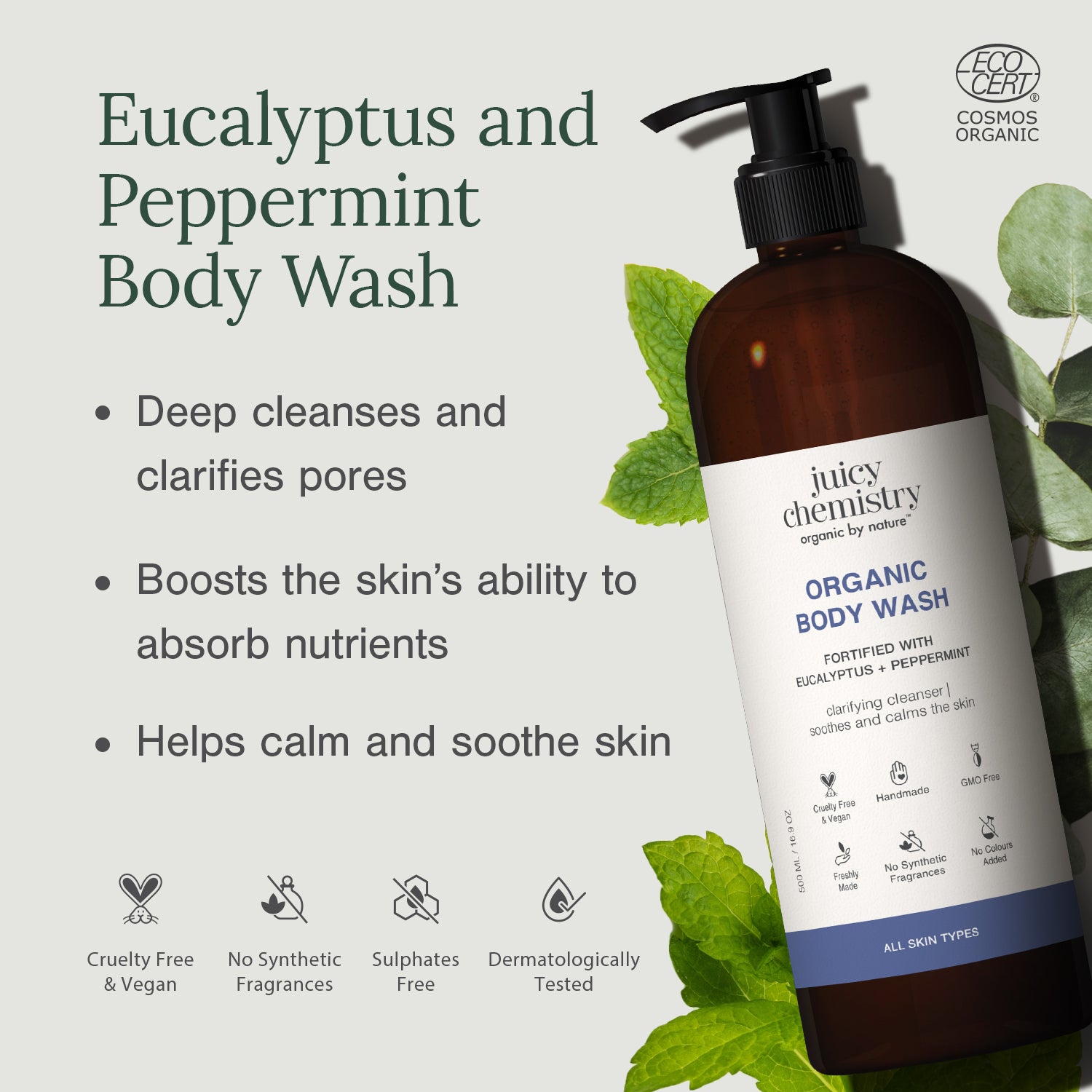 Eucalyptus and Peppermint Body Wash, 500 ml