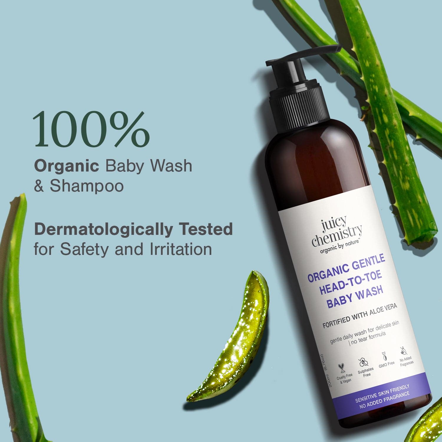 Organic Gentle Head-to-Toe Baby Wash Fortified with Aloe Vera